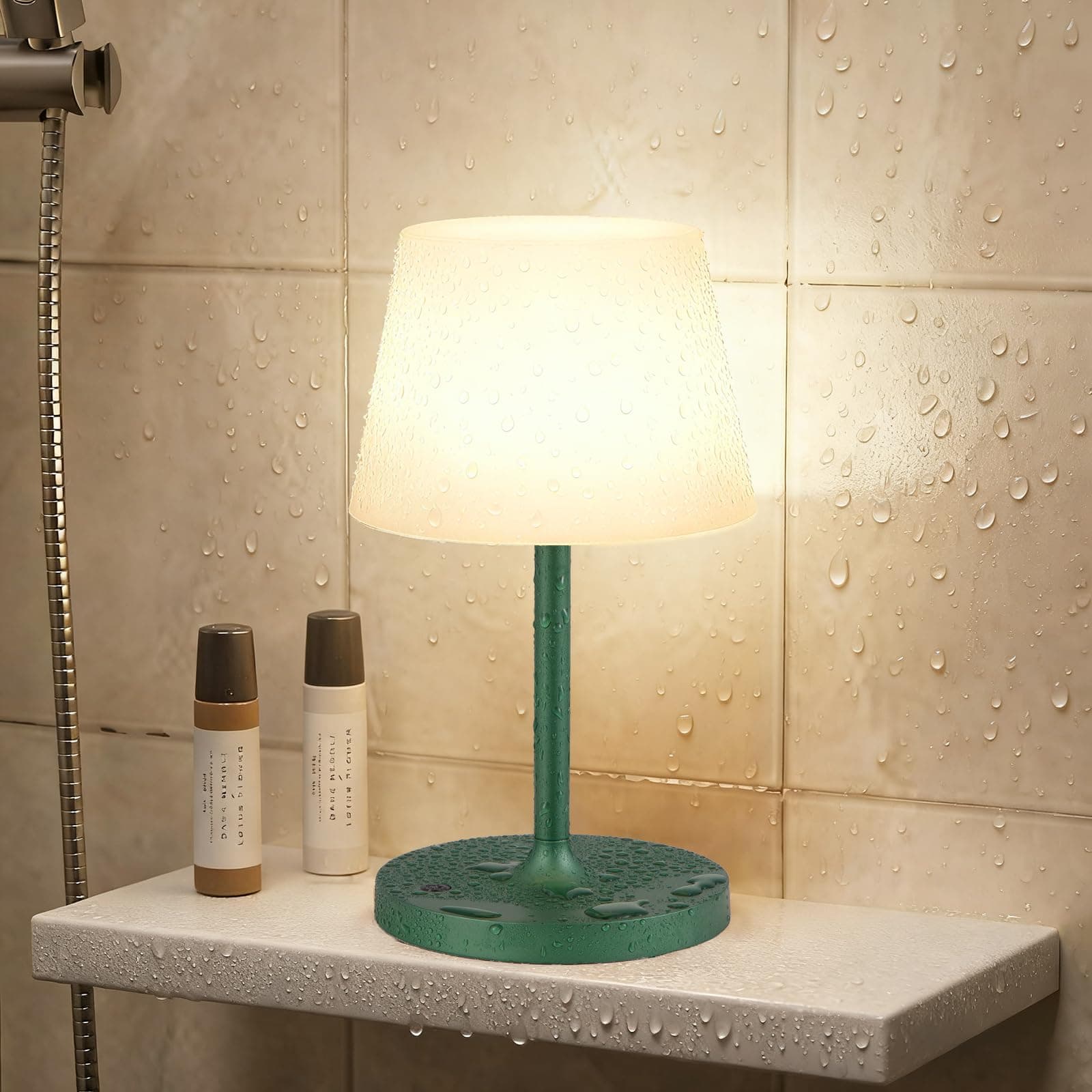 Fenmzee Waterproof Shower Lamp - Cordless Touch Lamp for Bathroom（Green）