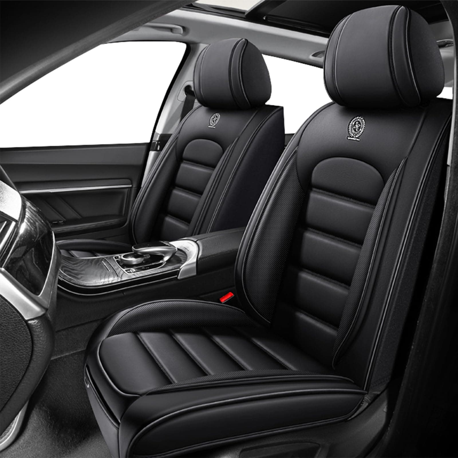 QUFEI Front Seat Covers for Subaru Outback 2000-2024 2025,Leather Car Seat Cover,Soft Seat Cushion Covers with Airbag,Waterproof Automobile Seat Protectors(Black,Standard)
