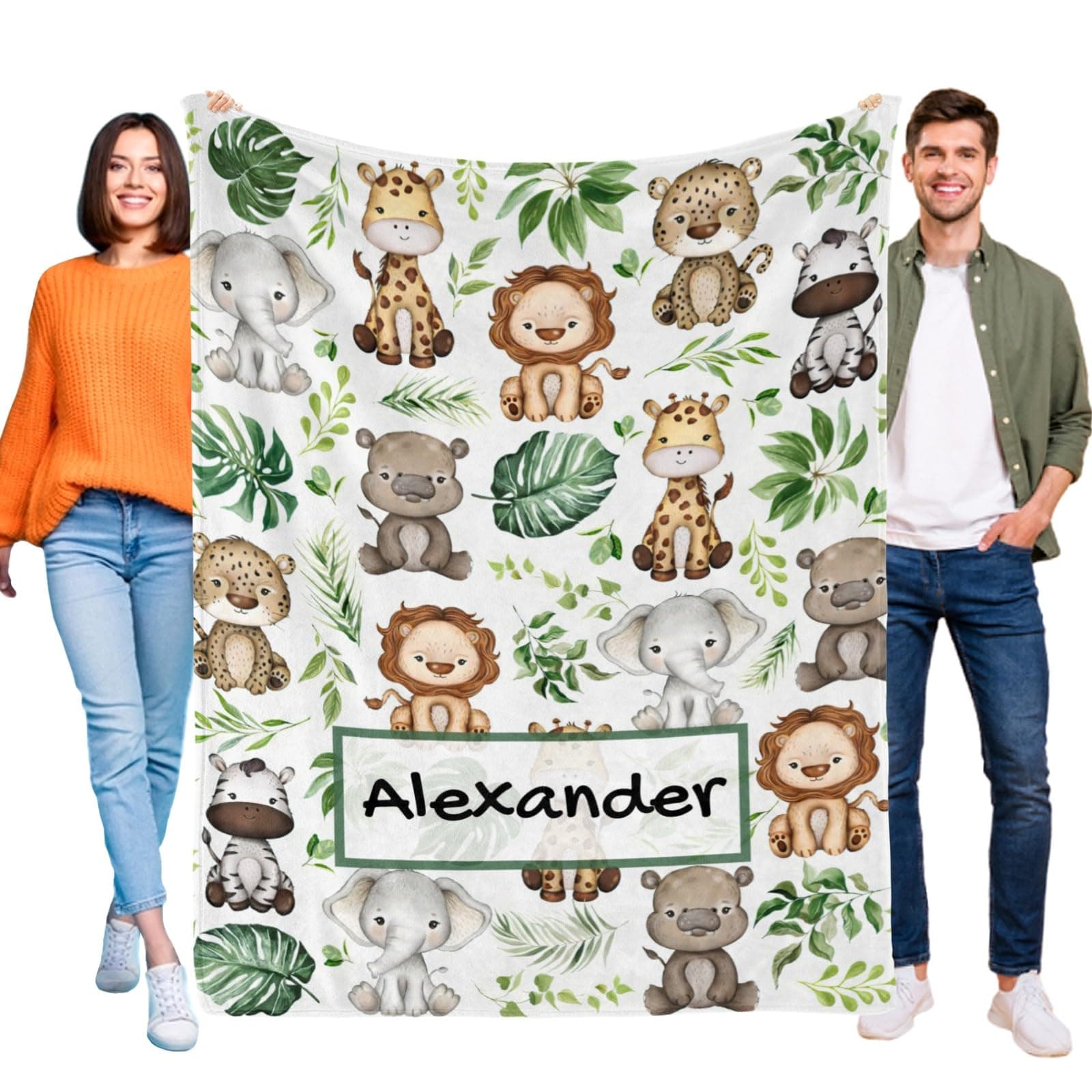 Personalized Baby Blankets for Boys Girls with Name Custom Baby Blanket Woodland Animals Customized Name Swaddle Blanket for Infant Newborn Toddler Kid Woodland Animals 17 60x80in