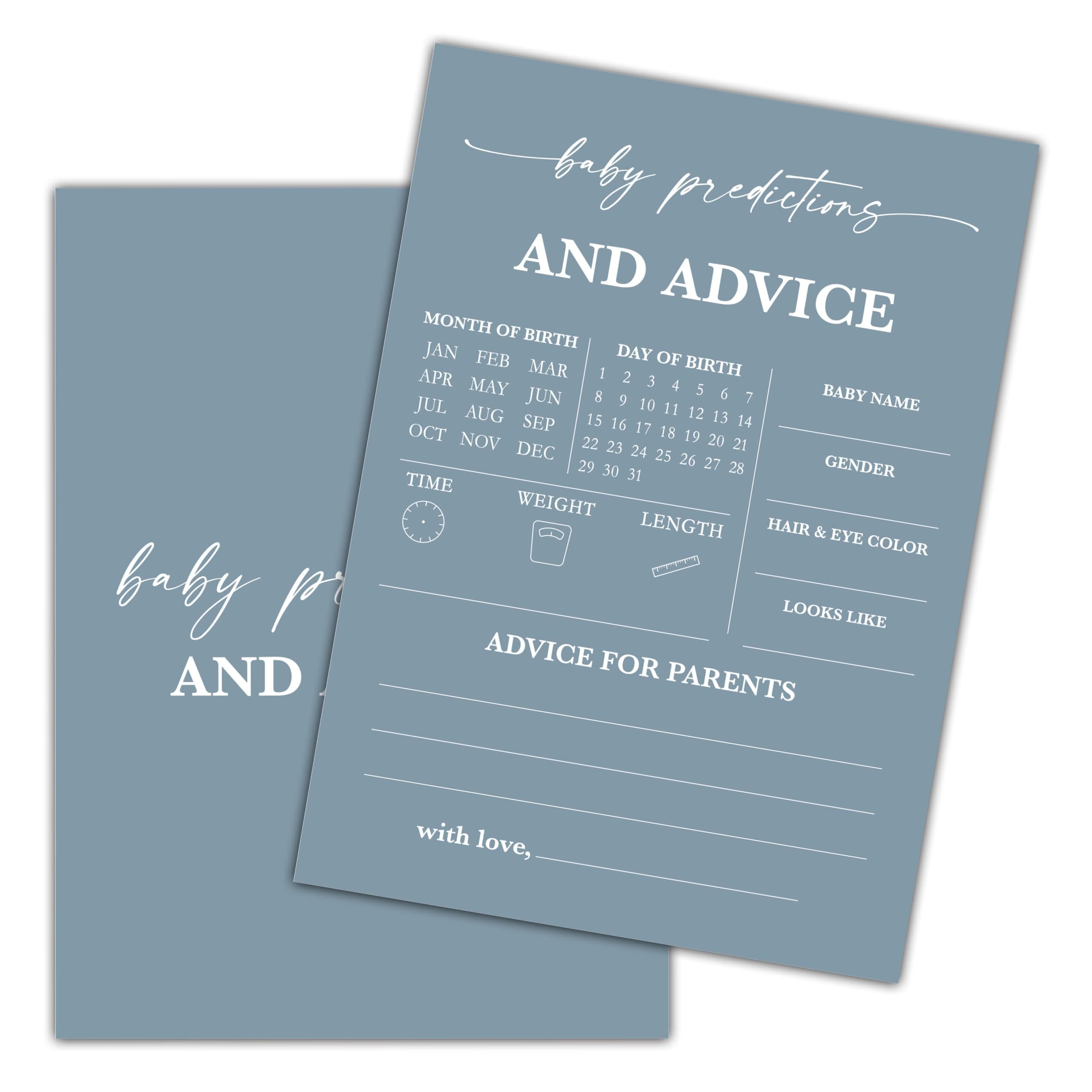Blue Baby Shower Game, Baby Predictions And Advice Baby Shower Game Cards, Gender Reveal Party Game, Baby Shower Party Activities & Decorations -25 Game Cards(A07)