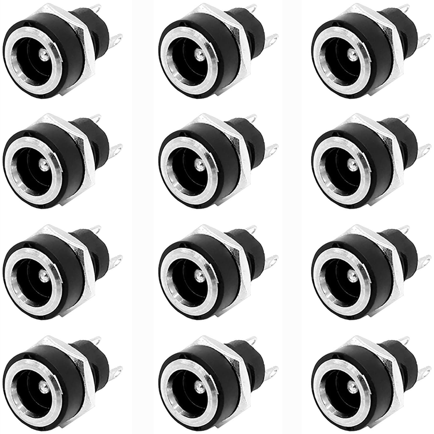 ThreeBulls 12 Pieces 5.5mmx2.1mm DC Power Jack Female Panel Mount Connector