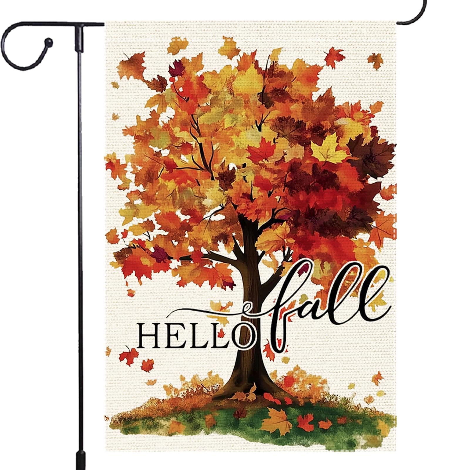 Autumn Maple Tree Decorative Halo Garden Flag, Outdoor, 12.5x18 Inches, Double Sided Burlap Vertical Yard Banner Small Maple Tree Garden Flag Villa Outdoor Decoration