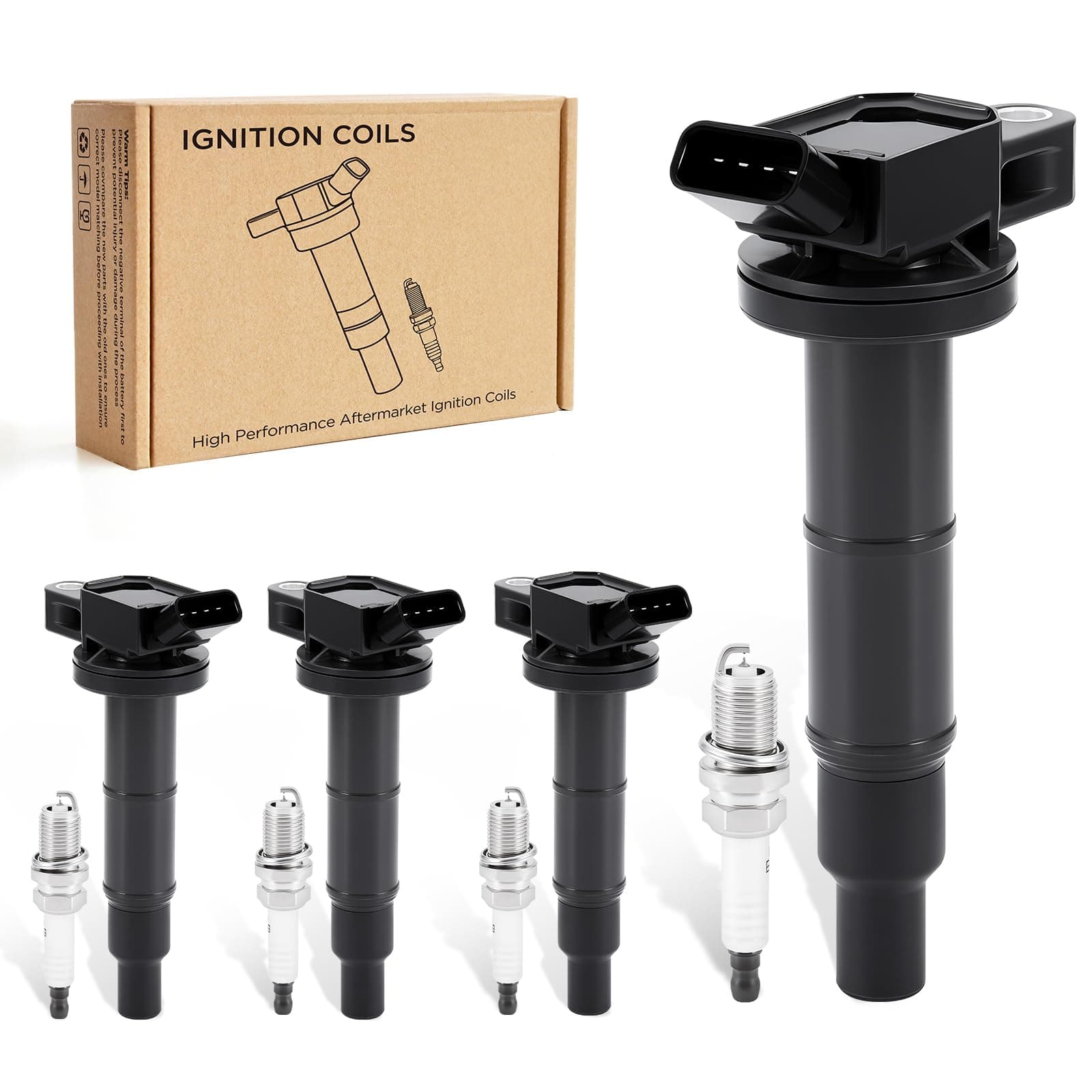 TNMT Ignition Coil Pack and Iridium Spark Plugs Compatible with Set of UF333