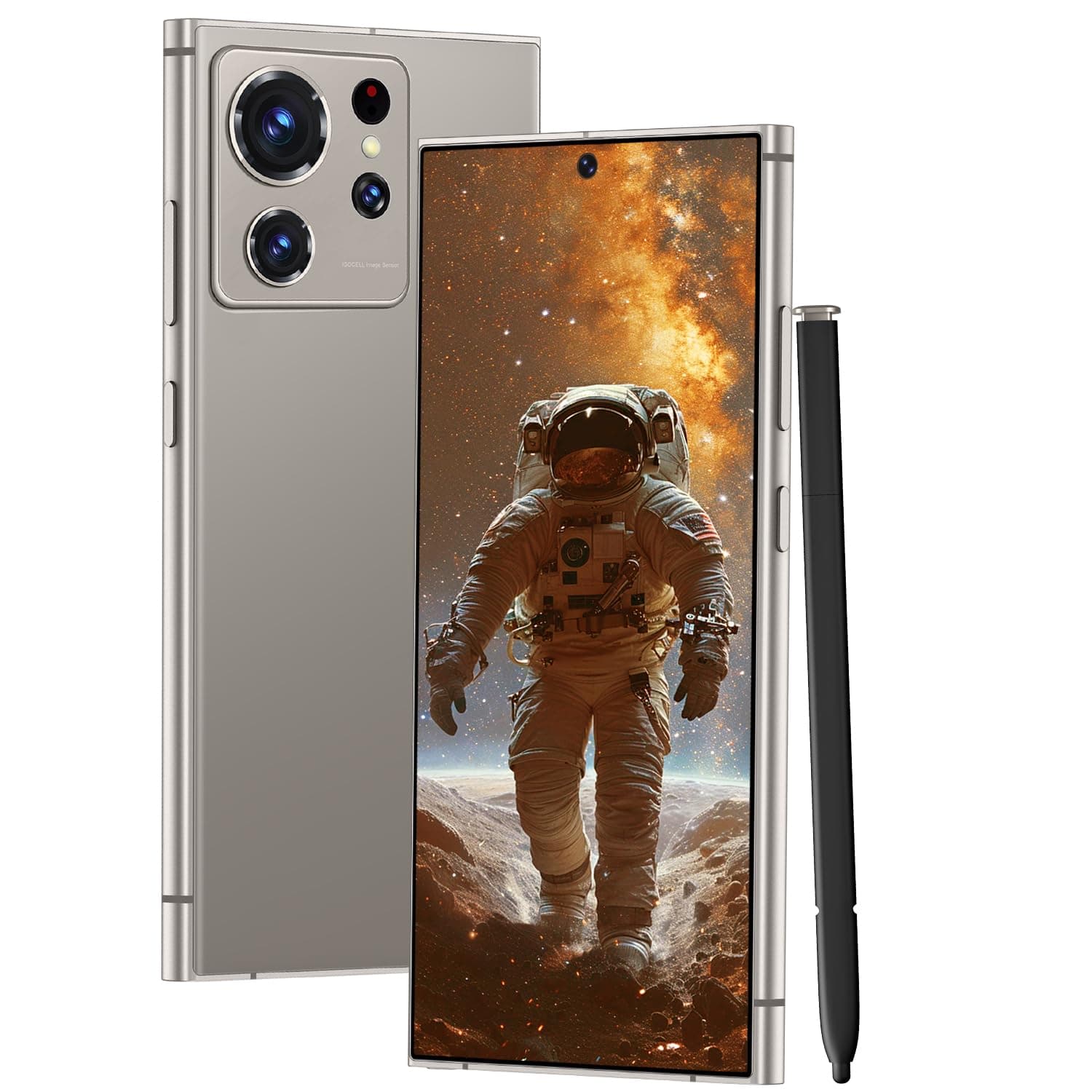 Unlocked Cell Phones Ultra Smartphone Dual SIM/108MP+48MP Camera/6800 mAh/8+256GB/6.8" HD Screen/Built-in Pen (Titanium Grey)