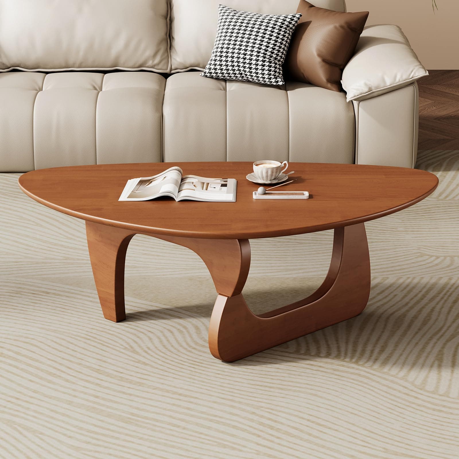 Mid Century Modern Coffee Table - Walnut Wooden Coffee Table for Living Room,Center Table Suitable for Bedroom Living Room Reception Office Tables (Walnut, Large 45 * 29 * 16in)