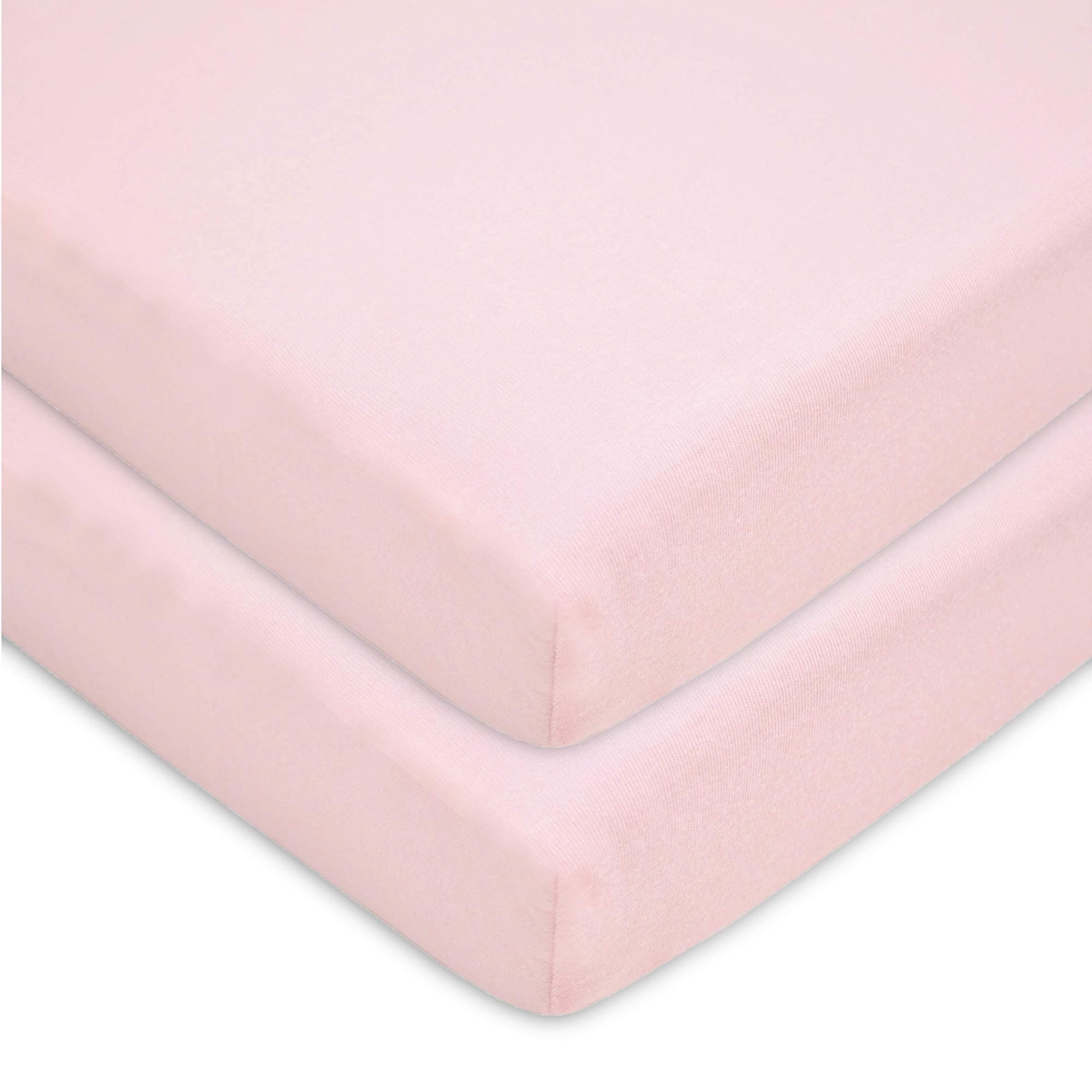 American Baby Company 2 Pack 100% Natural Cotton Value Jersey Knit Fitted Pack N Play Playard Sheet, Pink, Soft Breathable, for Girls
