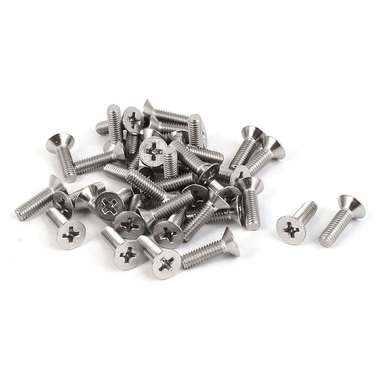 50 Pcs M4-0.7x16mm Flat Head Machine Screws, Phillips Cross Screw, Phillips Drive，304 Stainless Steel, Fasteners Bolts，Countersunk Machine Screws