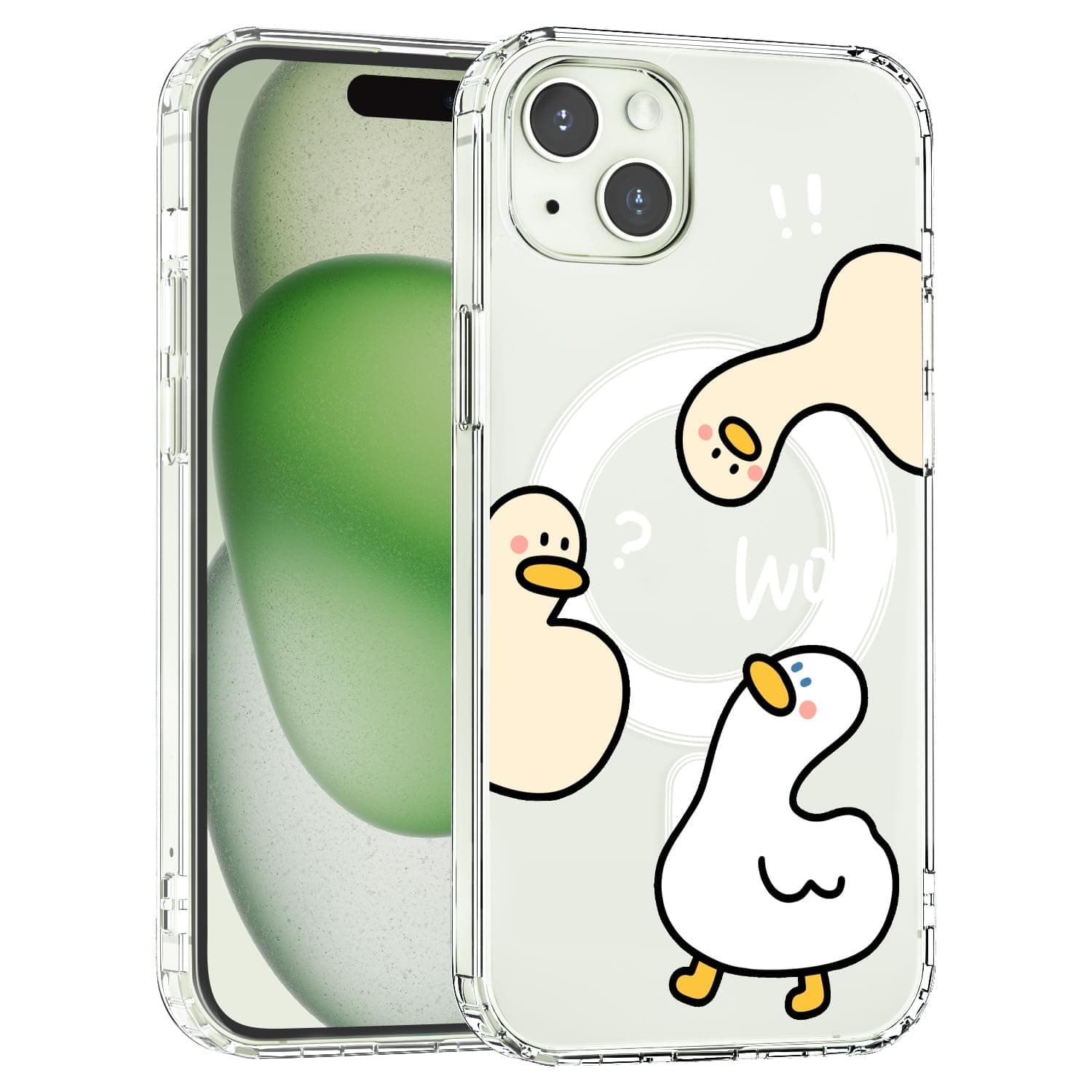 JOYLAND Funny Ducks Phone Case for iPhone 16 - Compatible with MagSafe Cartoon Printed Clear Magnetic Case Shockproof Anti-Scratch Slim Phone Cover, 6.1 Inch