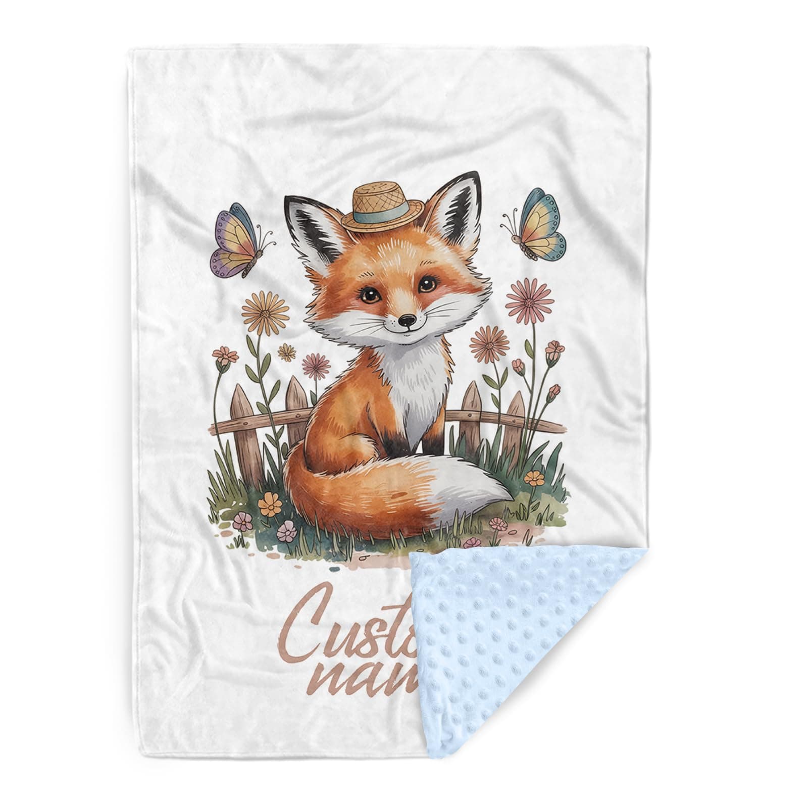 Personalized Baby Blanket for Boys Girls – Cute Fox Design Custom Name Baby Blankets, Soft Receiving Blanket for Newborns, Custom, Animal Theme Nursery Decor for Toddlers