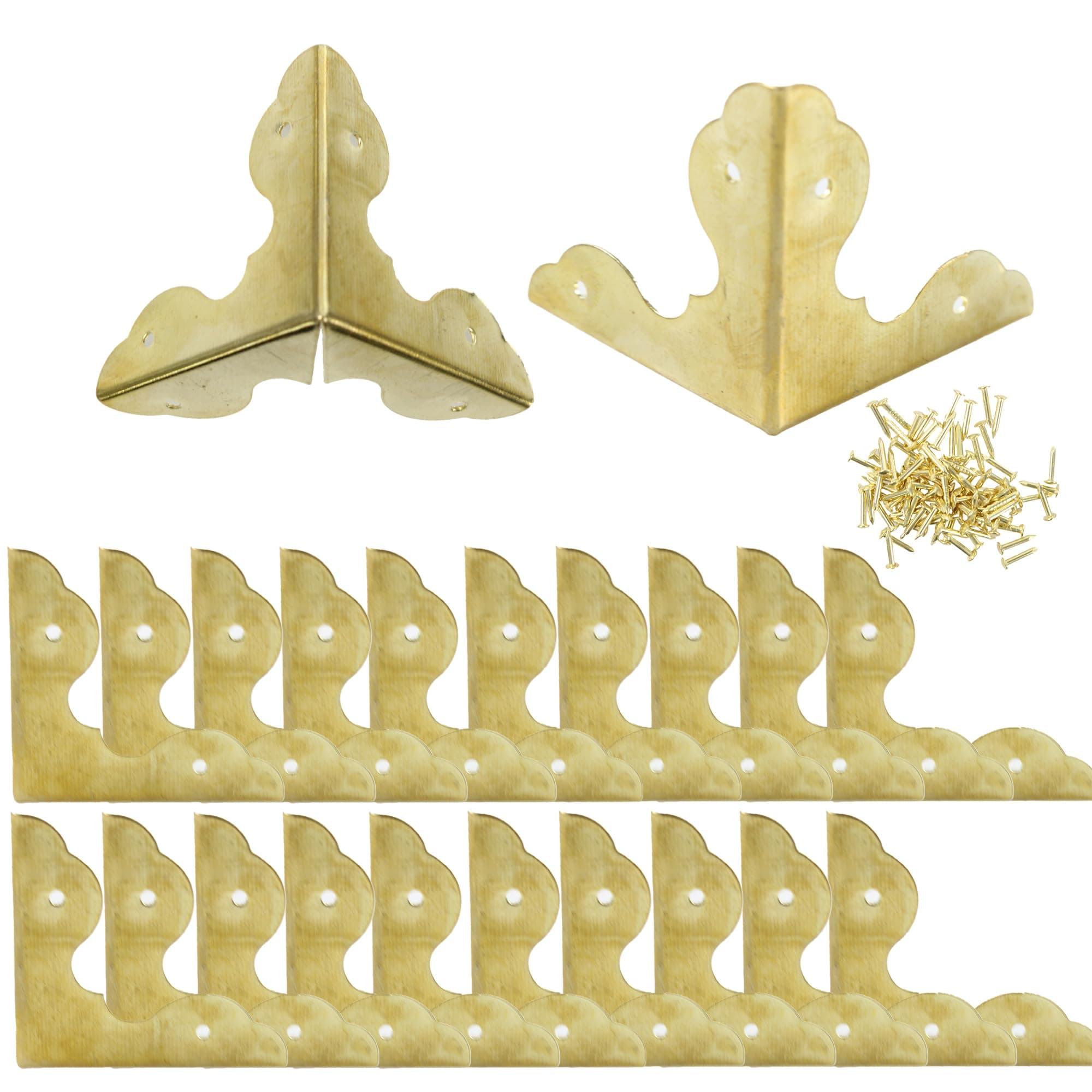 bociloy 24PCS 1.3” Metal Box Corner Protector, Gold Triangle Edge Decorative Case Corner Edge Guard Protector Metal Cabinet Table Edge Cover