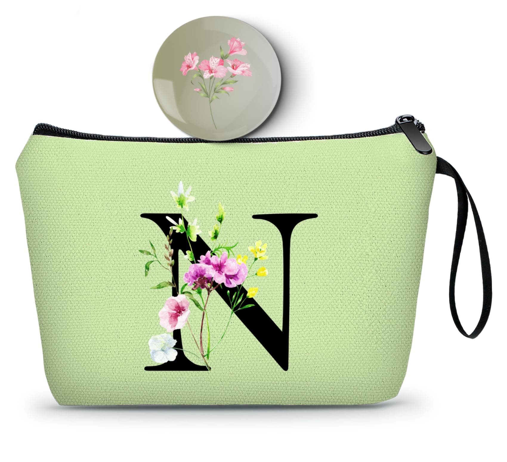SEAMOON Birthday Maid of Honor Gifts for Women Her Mom Team Teacher Friend Bridesmaid Bride Personalized Makeup Cosmetic Bag with Mirror Valentines Mothers Day Christmas Graduation, Green, 9" L, 6.3
