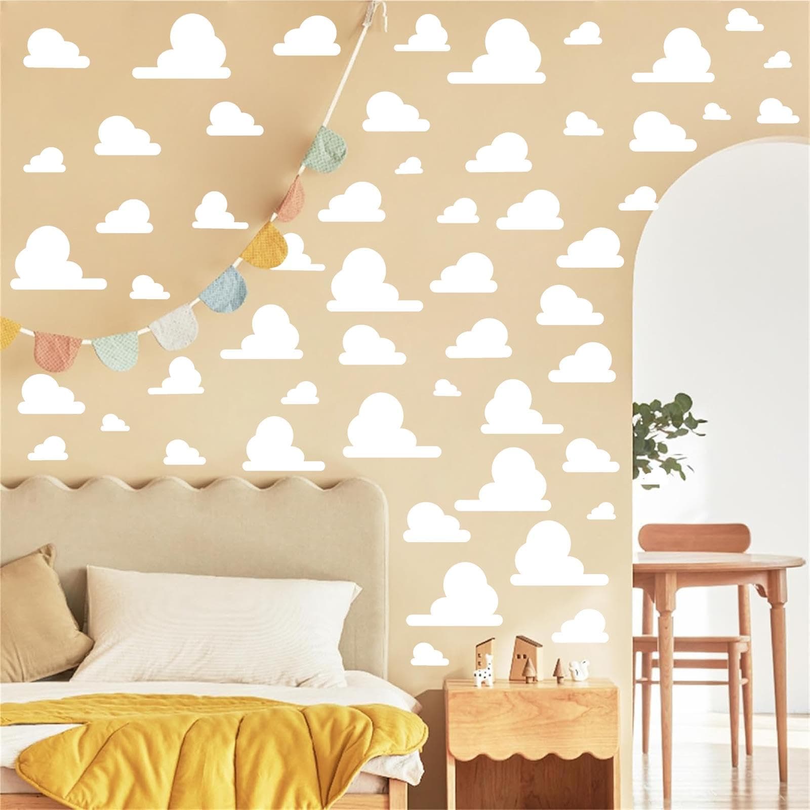 White Cloud Wall Decals Peel and Stick Clouds Vinyl Art Stickers for Kids