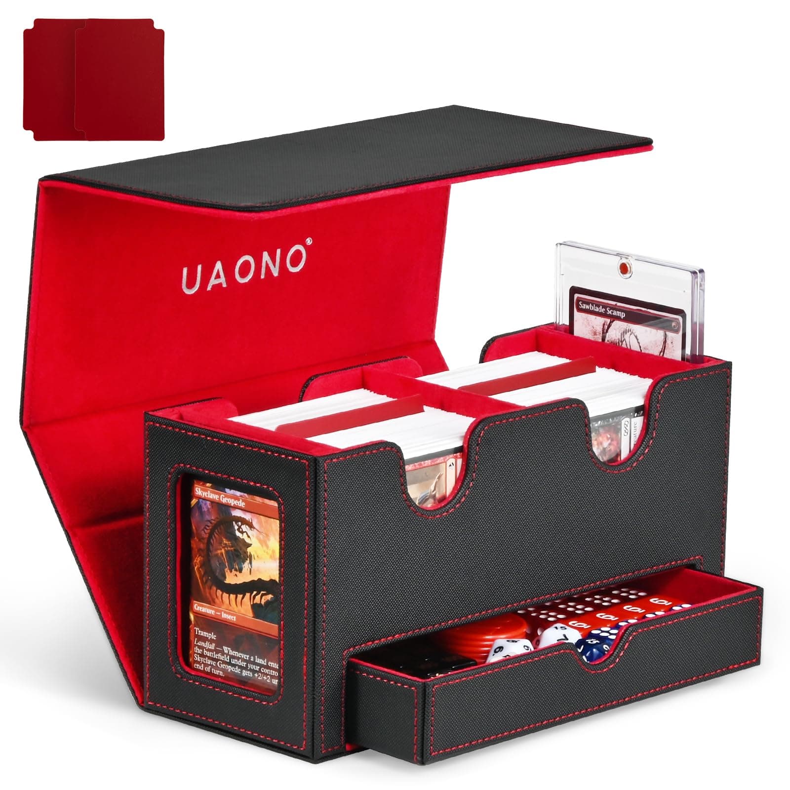 UAONO 3-IN-1 Deck Box for MTG Commander, Fits 200 Double Sleeved Cards