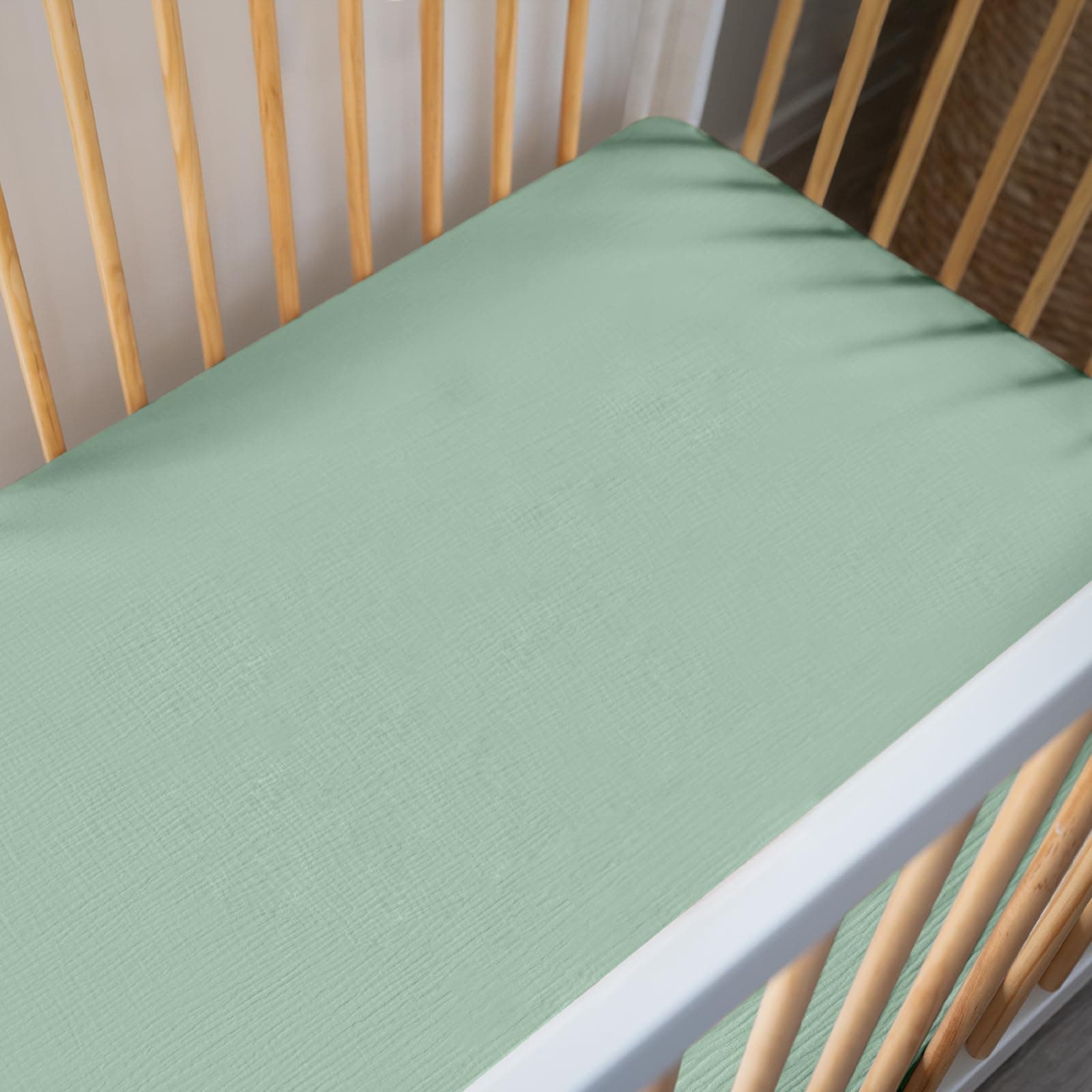 haakaa Baby Crib Sheets, Extra Soft & Breathable Cotton Fitted Crib Sheet for Boys and Girls, Standard Size Baby Crib Mattress Sheet, 52"x28", 1-Pack, Seafoam