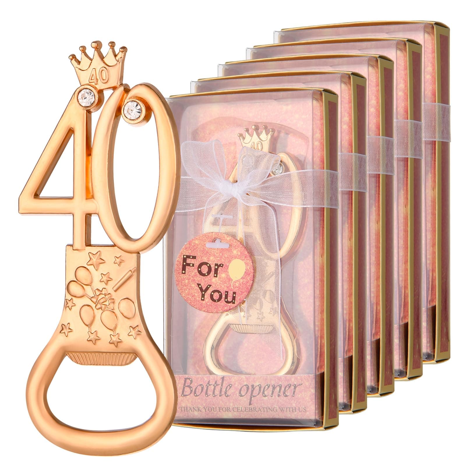 24 boxes of rose gold themed 40th birthday bottle openers favored for 40th wedding party gifts birthday party souvenirs or party decorations