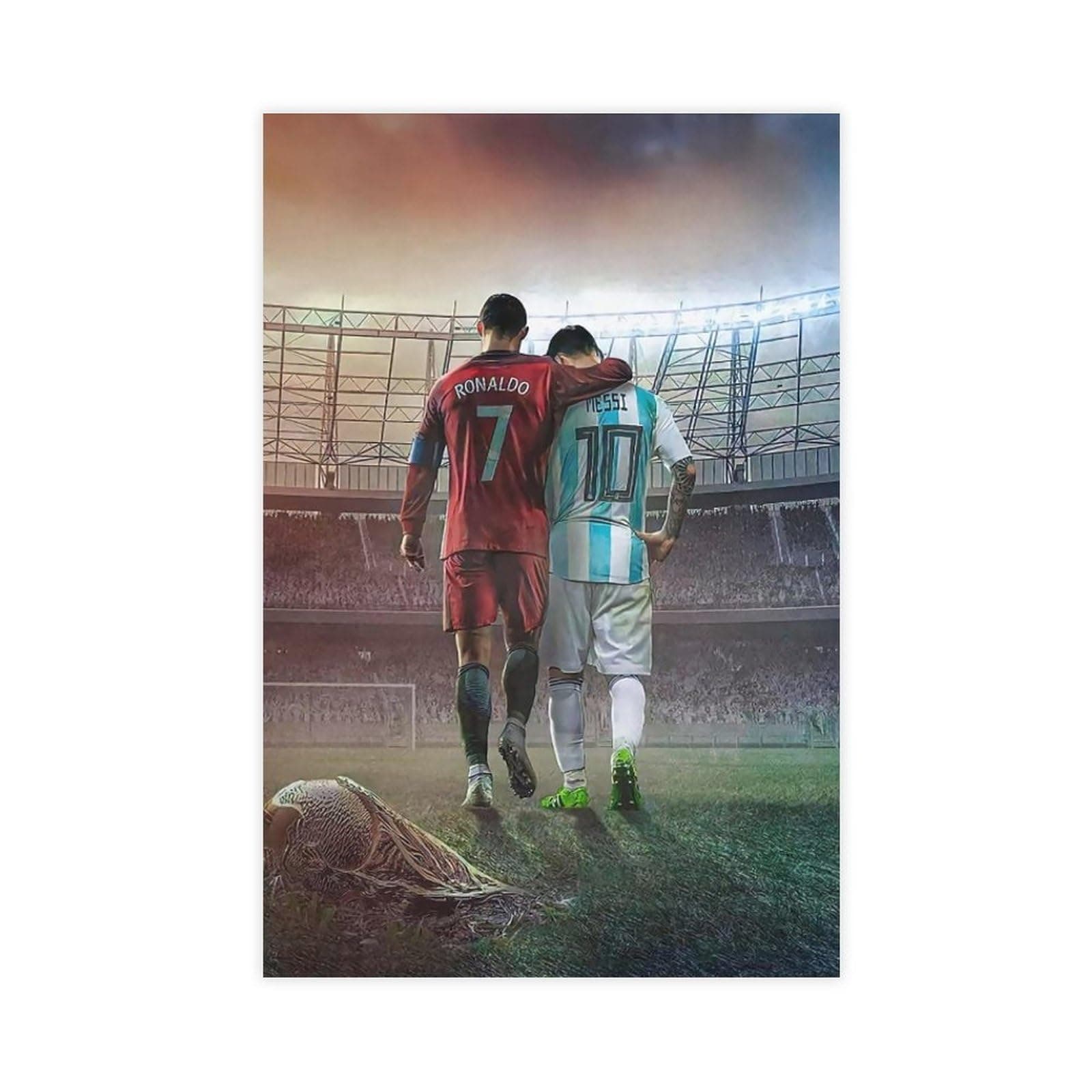 Soccer poster Superstar Cristiano Ronaldo and Messi Poster Canvas Poster Bedroom Decor Sports Landscape Office Room Decor Gift Unframe 12x18inch(30x45cm)