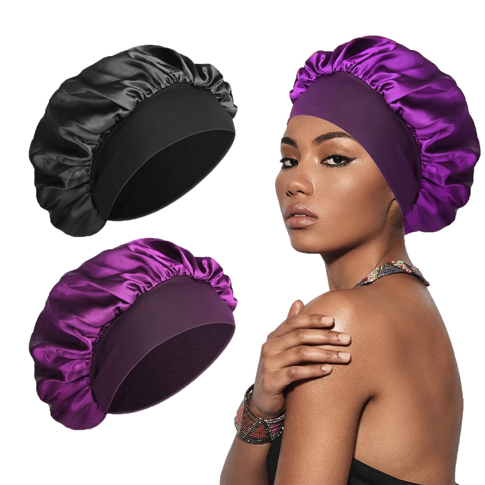 SWEET VIEW Silk Bonnet Satin Bonnet, Silk Hair Wrap for Sleeping