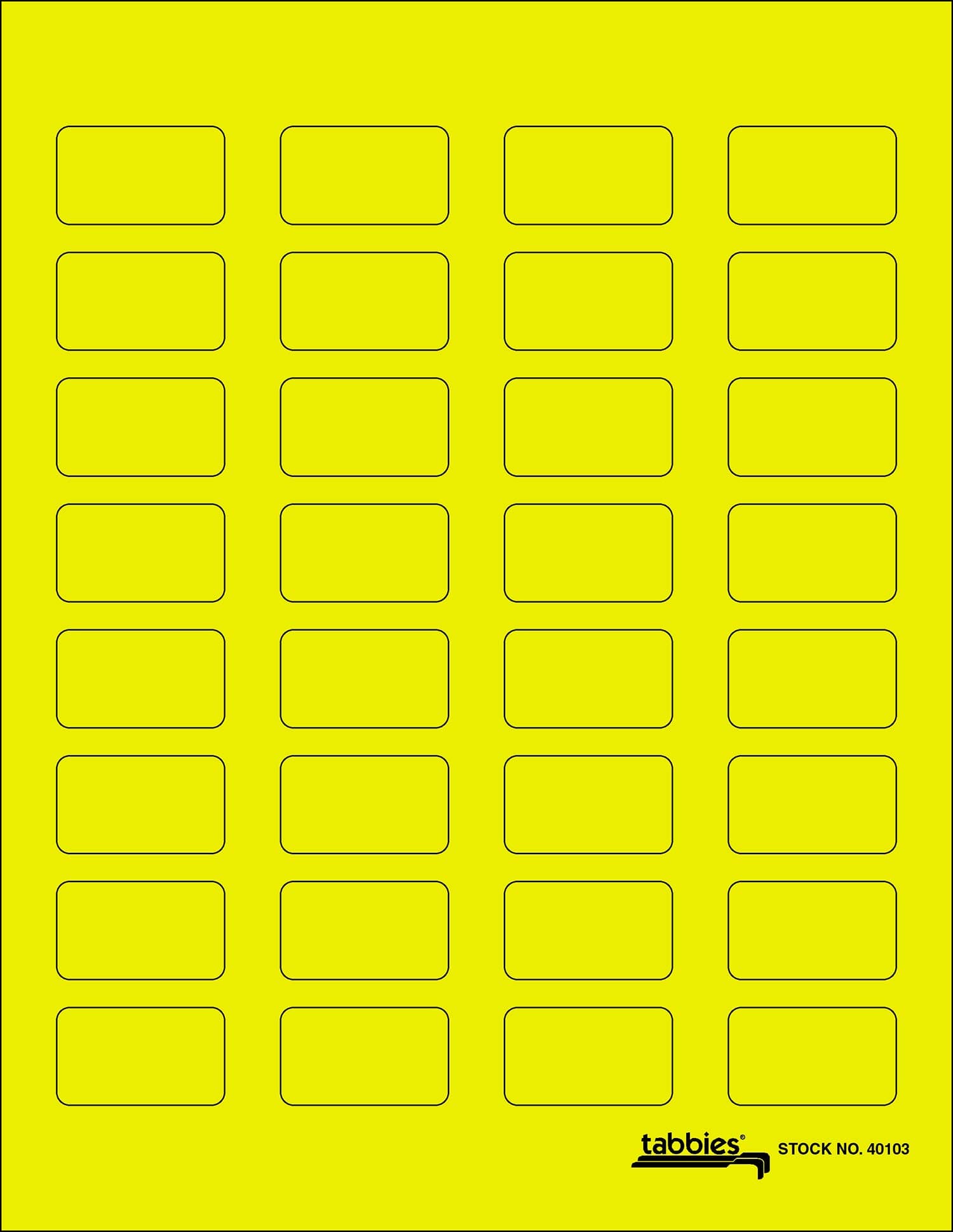 tabbies Labels-u-Create Blank Fluorescent Yellow Laser/Inkjet, Label: 1-1/2" x 7/8", Sheet: 8-1/2" x 11" 320 Labels/Pack, Permanent Labels (40103)
