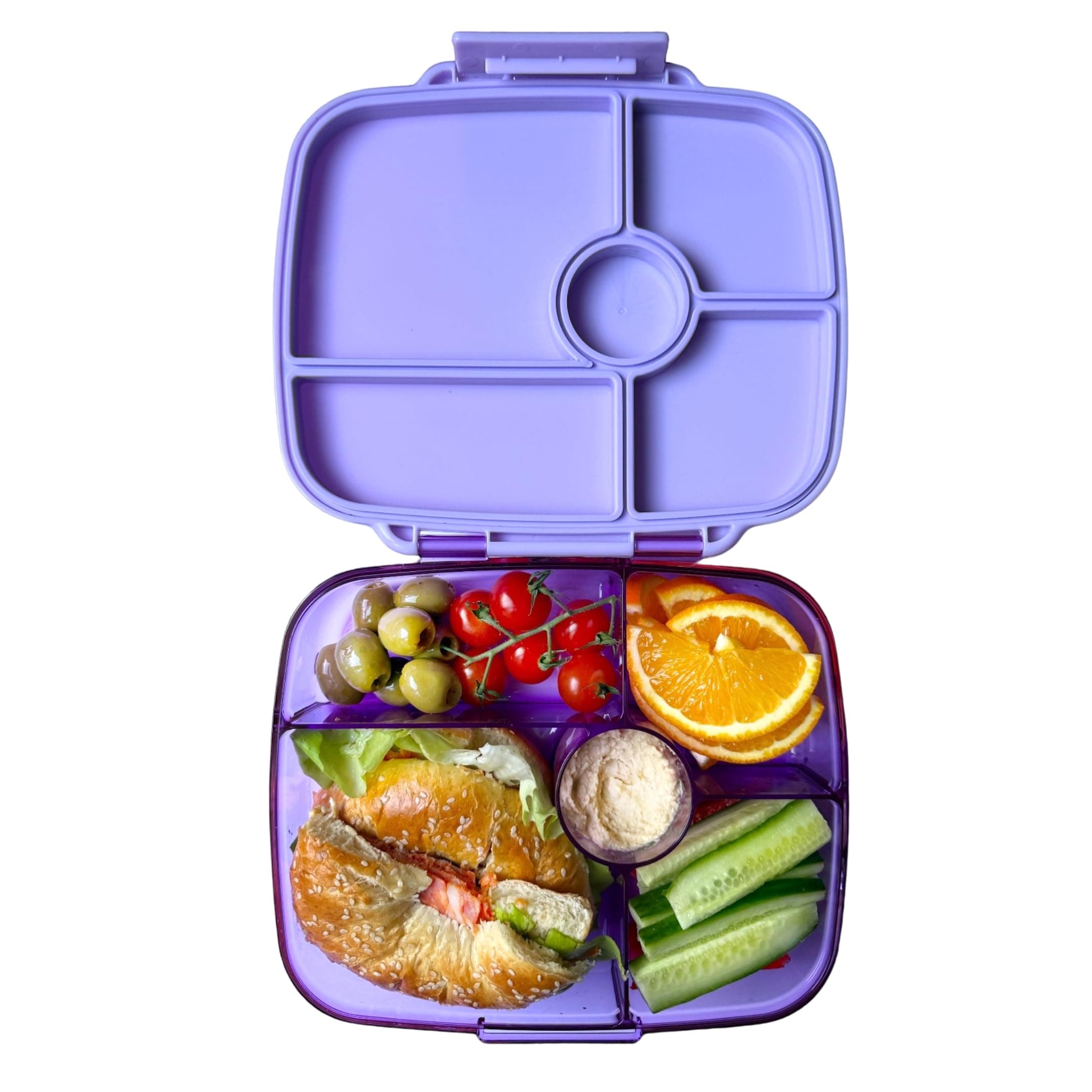 Yumbox Go Bento Lunch Box for Kids and Adults, Leakproof Lids, Deep Tray, 5 Compartments, Removable Gasket, Compact, Lightweight, Food Safe (Kyoto Purple)