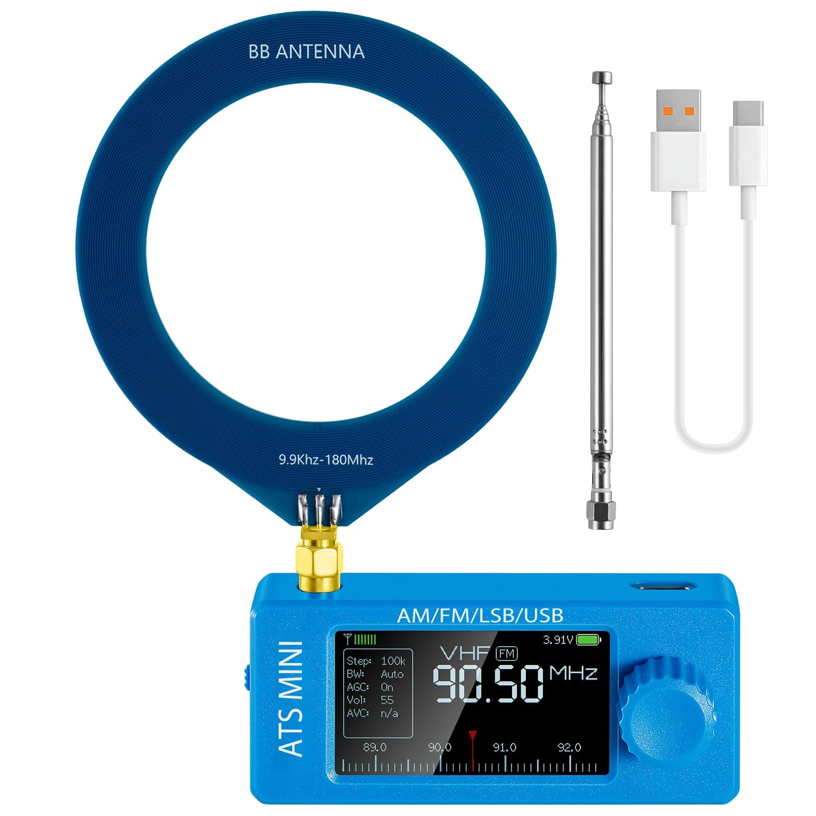 GOOZEEZOO Si4732 ATS Mini All Band Pocket Radio-AM/FM/LSB/USB/CW/RTTY(Blue)