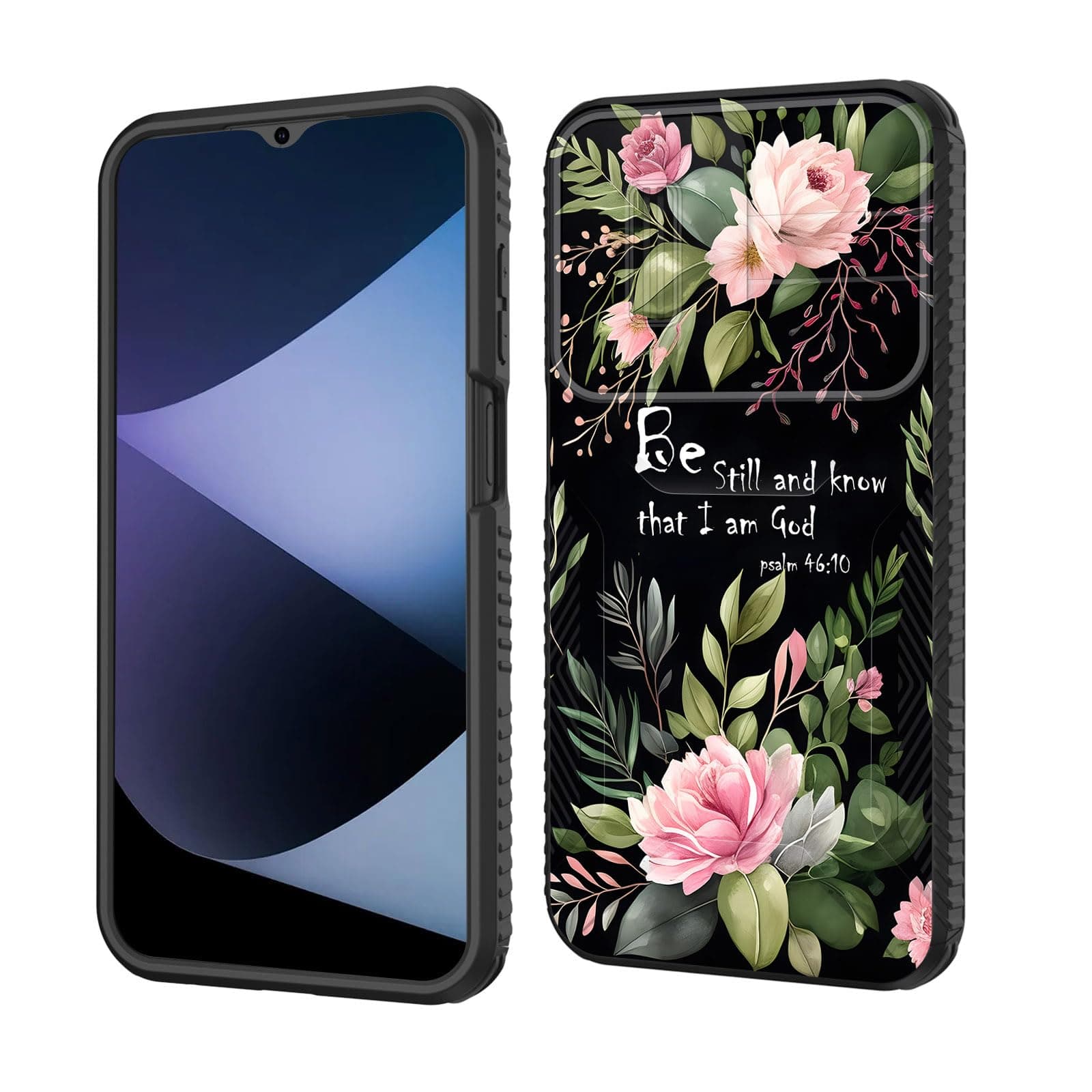 wiaekosef for Galaxy A16 5G Case Built in Slide Camera Lens Cover,Heavy Duty Shockproof Protection Dual Layer Case for Samsung Galaxy A16 5G 6.7" 2024,Flower Bible Verse Psalm 46:10