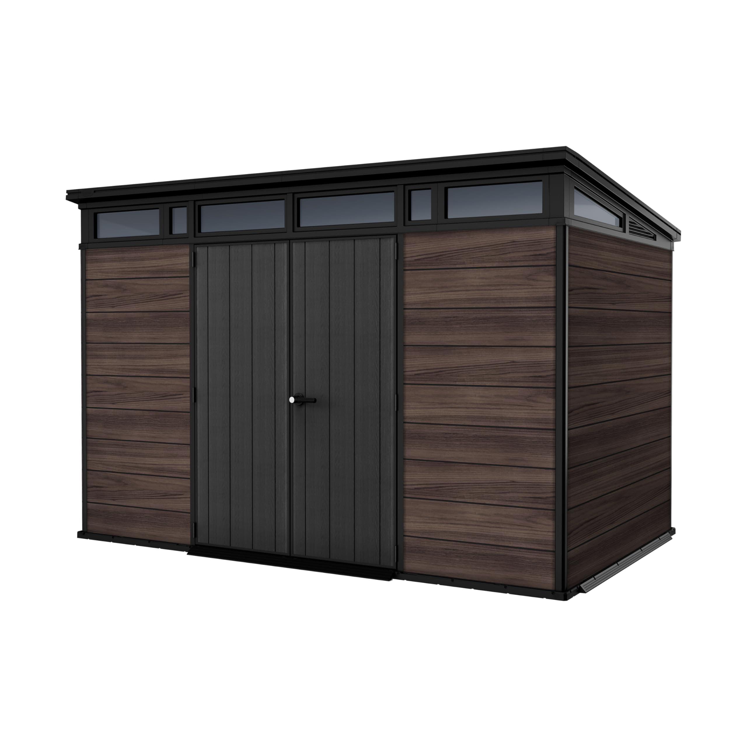 Keter Signature Collection Pent 11x7ft Outdoor Storage Shed | Large Weatherproof Garden Building with 13.7m³ Capacity, Steel‑Reinforced Roof, Heavy‑Duty Floor & Lockable Double Doors