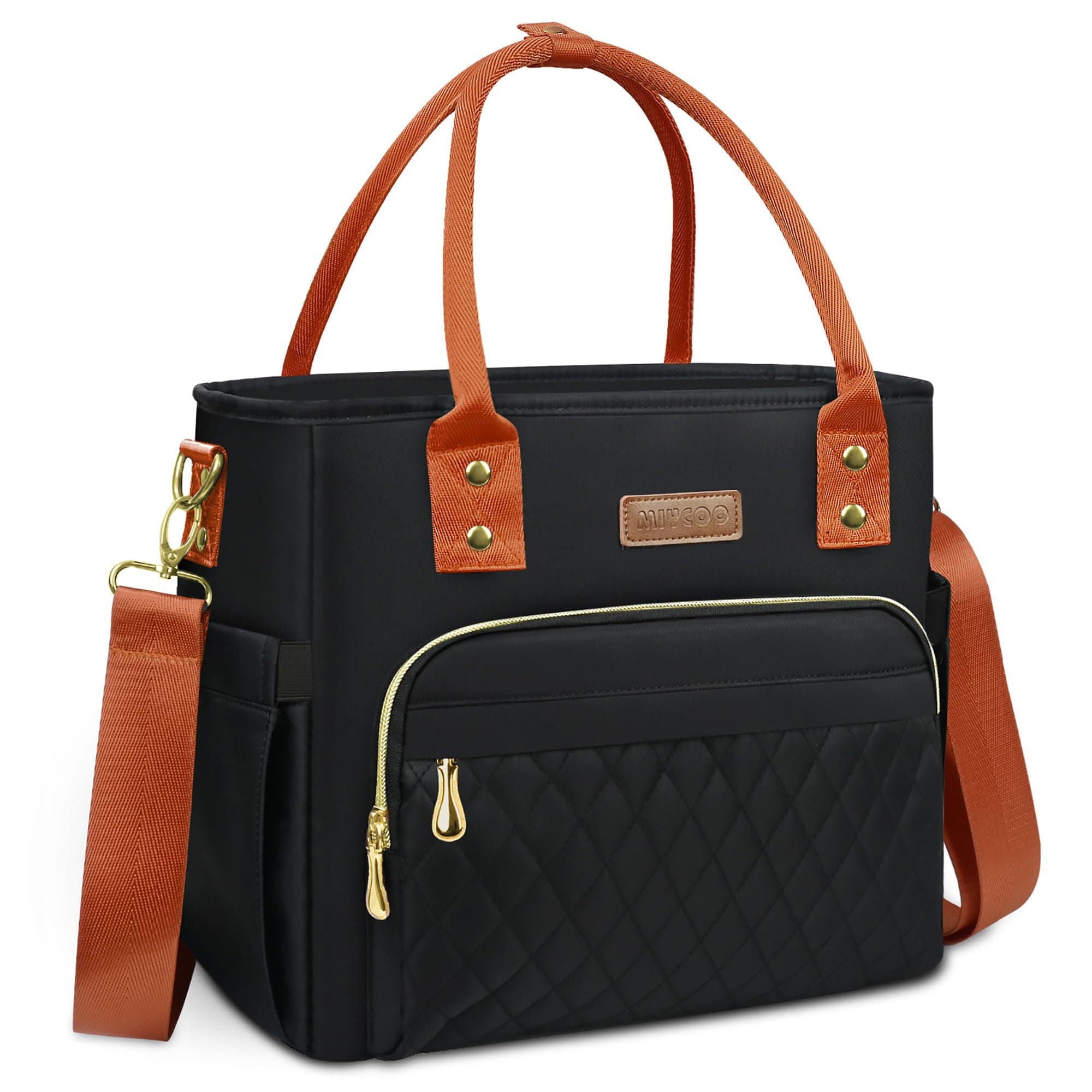 MIYCOO Lunch Bag Lunch Box Women - Leakproof Insulated Lunch Cooler Bag for Women - Large Lunch Tote Bags Adults, Black Orange