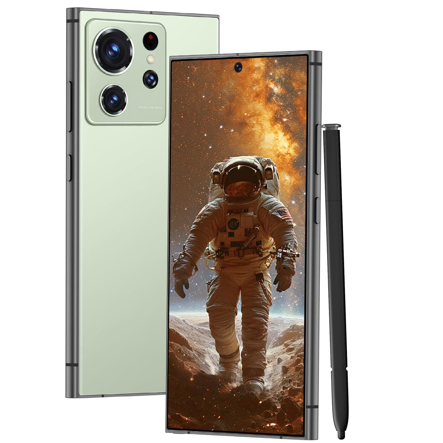 Unlocked Cell Phones Ultra Smartphone Dual SIM/108MP+48MP Camera/6800 mAh/8+256GB/6.8" HD Screen/Built-in Pen (Light Cyan)