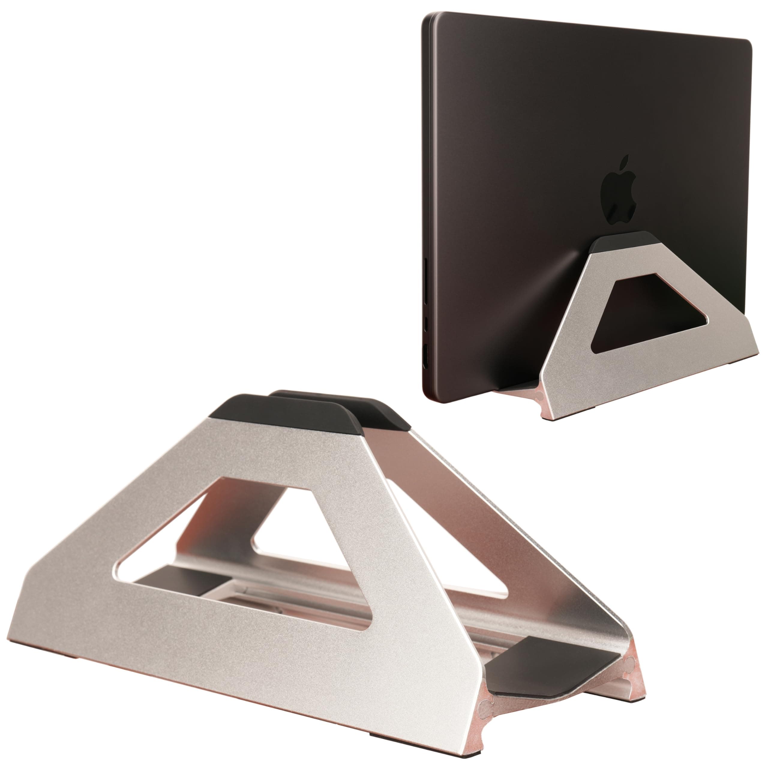 Psitek Vertical Laptop Stand, Space Saving MacBook Holder with Tool-Free Width Adjustment, Pretty Anodized Aluminum for Desk, Universal Fit for 10-17" Laptop