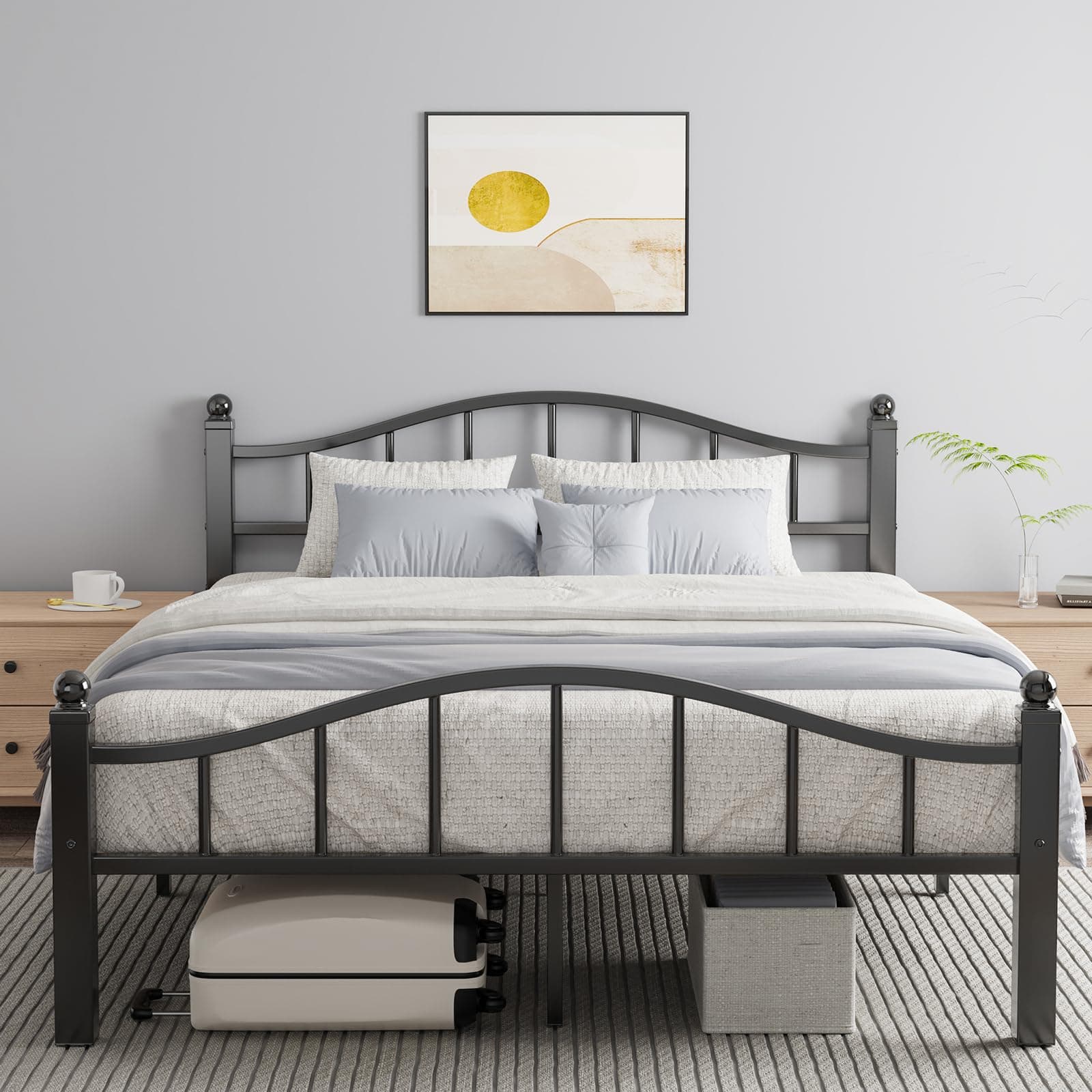 Blbeed Metal Queen Size Bed Frame with Headboard