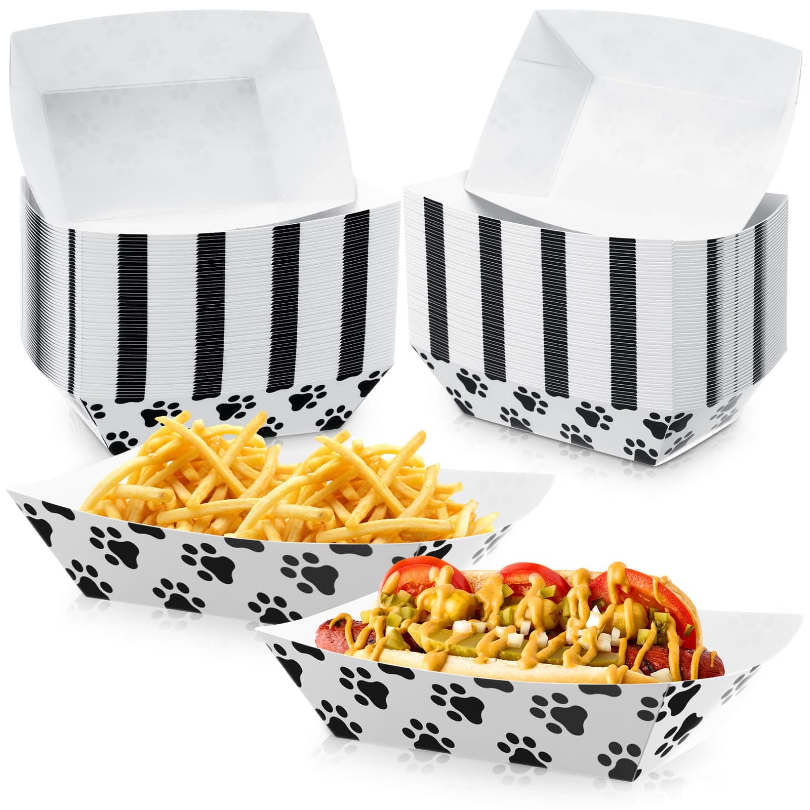 Baderke 50 Pcs Disposable Pet Bowls for Dogs Cats Paper Food Trays for Dry and Wet Food Small Dog Bowls with Cute Pattern Pet Feeding Dishes for Travel Camping