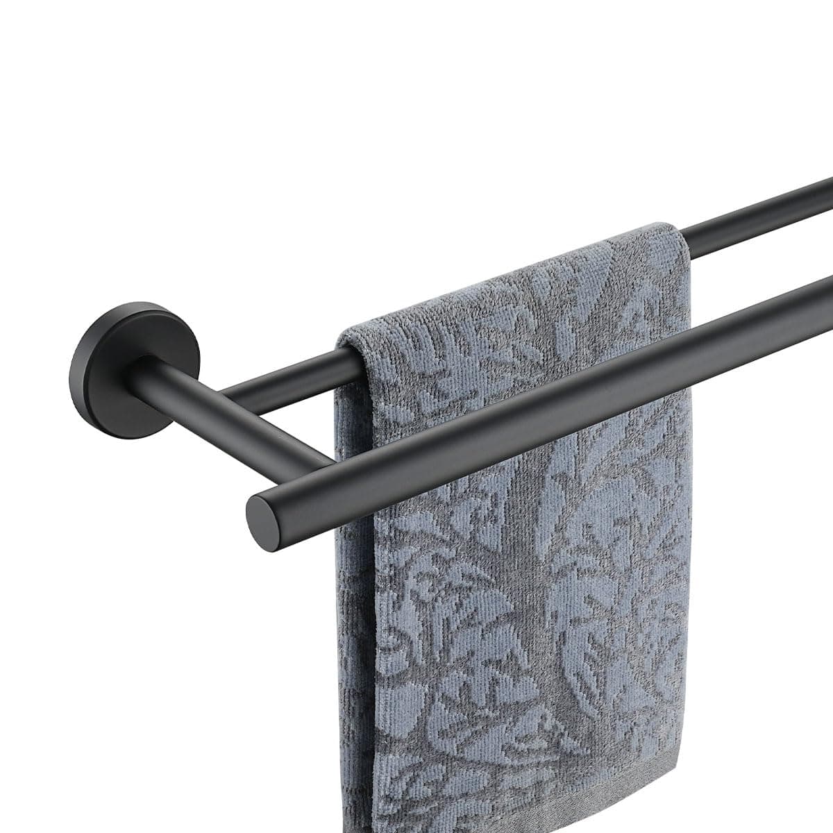 JQK Double Towel Bar Black, 15 Inch 304 Stainless Steel Thicken 0.8mm Towel Rack Holder for Bathroom Washcloths and Hand Towels, Matte Black Wall Mount, Useable Length 12 Inch, TB100L12-PB