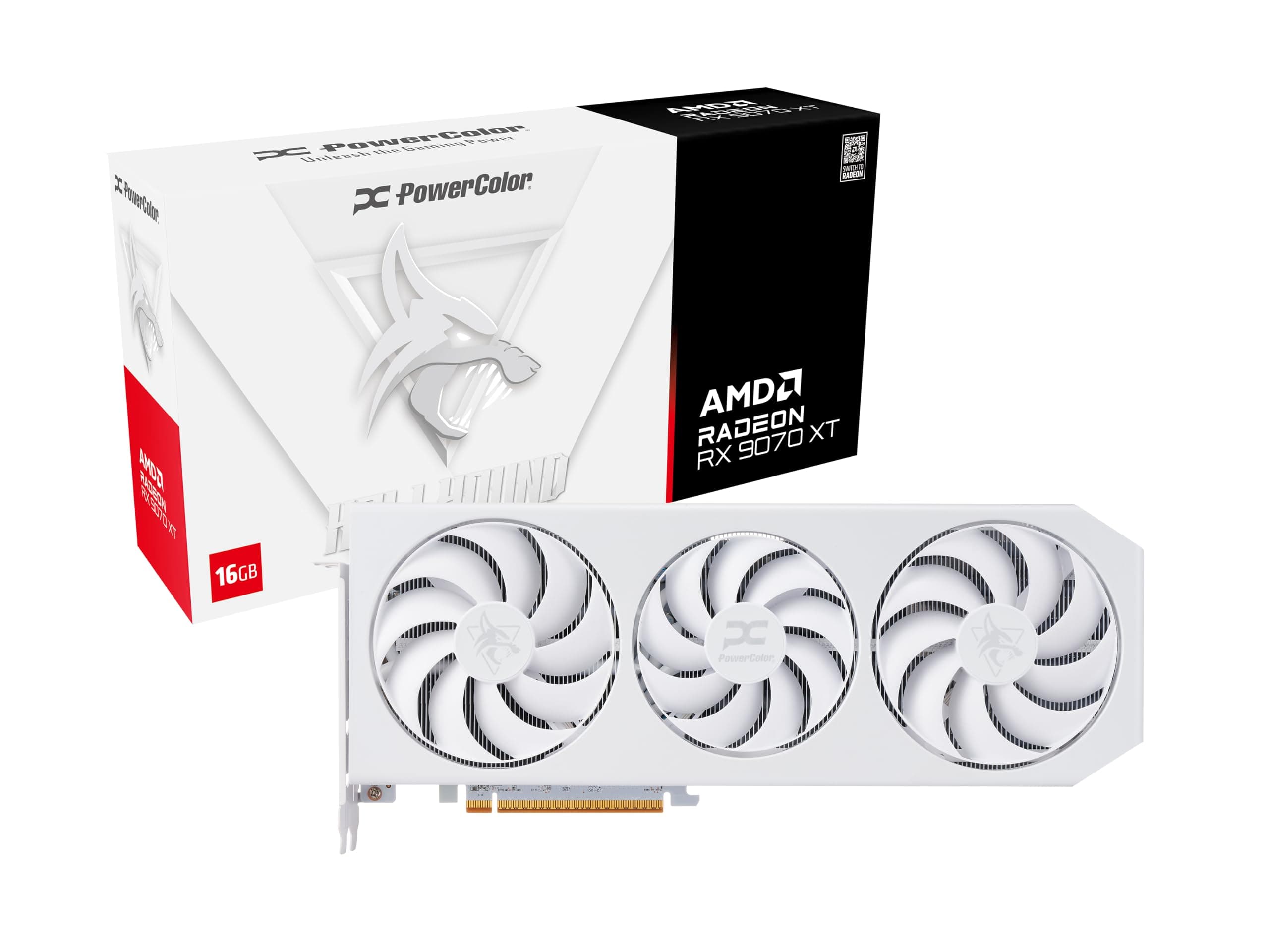 PowerColor Hellhound Spectral White AMD Radeon RX 9070 XT 16GB GDDR6