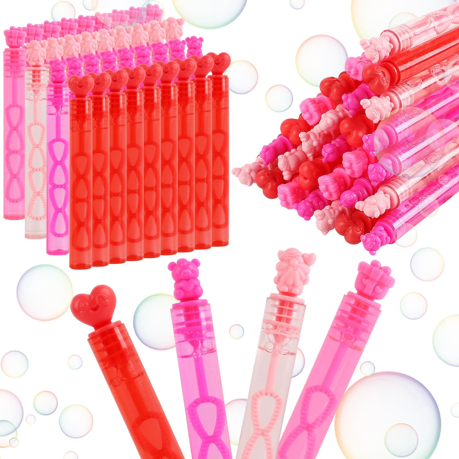CCINEE 36pcs Mini Heart Bubble Wand,Valentine's Day Bubble Wand for Valentines Day Gift Exchage Valentines Day Party Decoration Supply