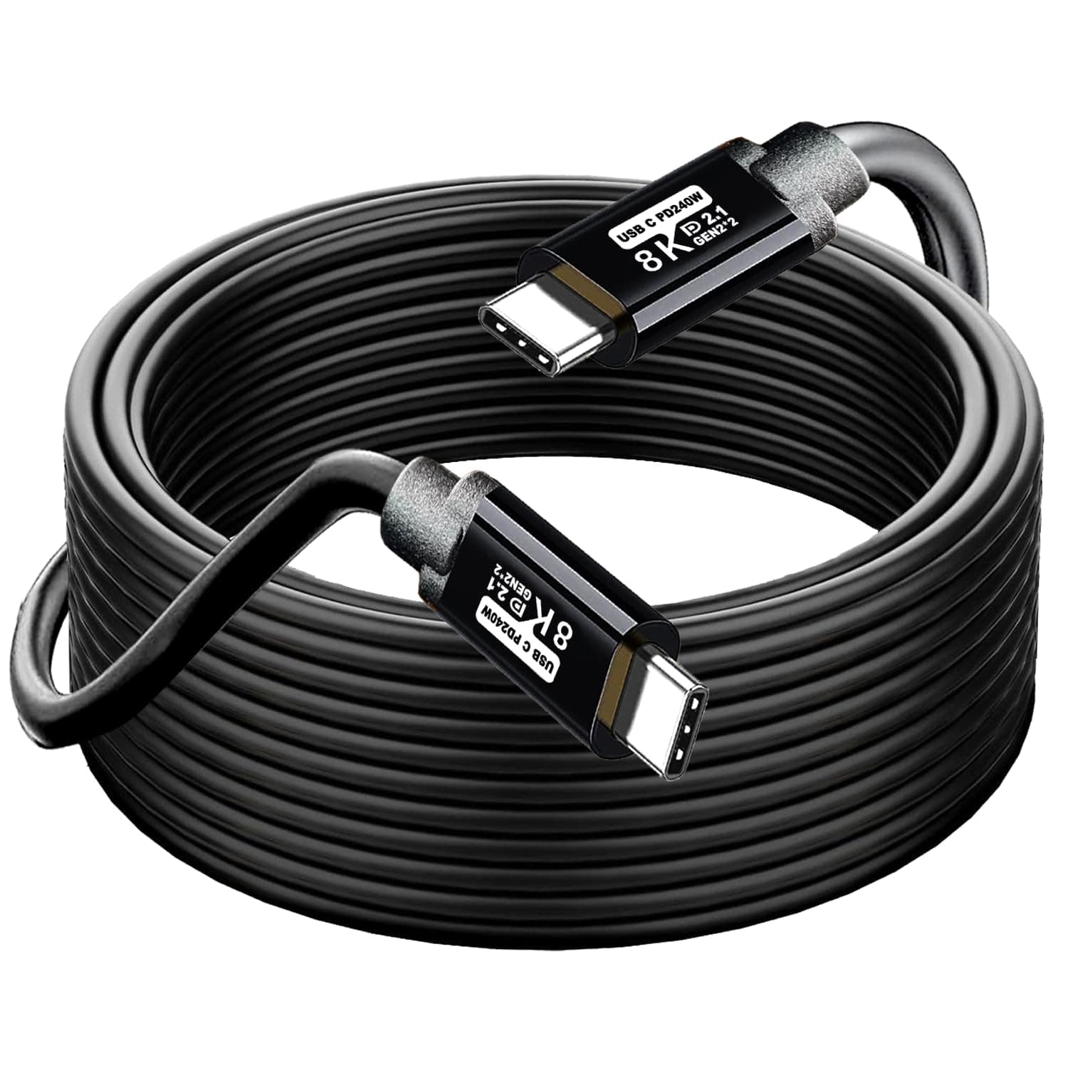 Type C to USB C Cable 20FT,240W 8K60HZ USB C GEN2x2(Data usb3.2),USB C Video Output From USB3.2/ USB4.0 Fast Charging & Sync for Xreal MacBook Pro iPad Pro iPhone 15 Pro Galaxy S22 Portable Monitor