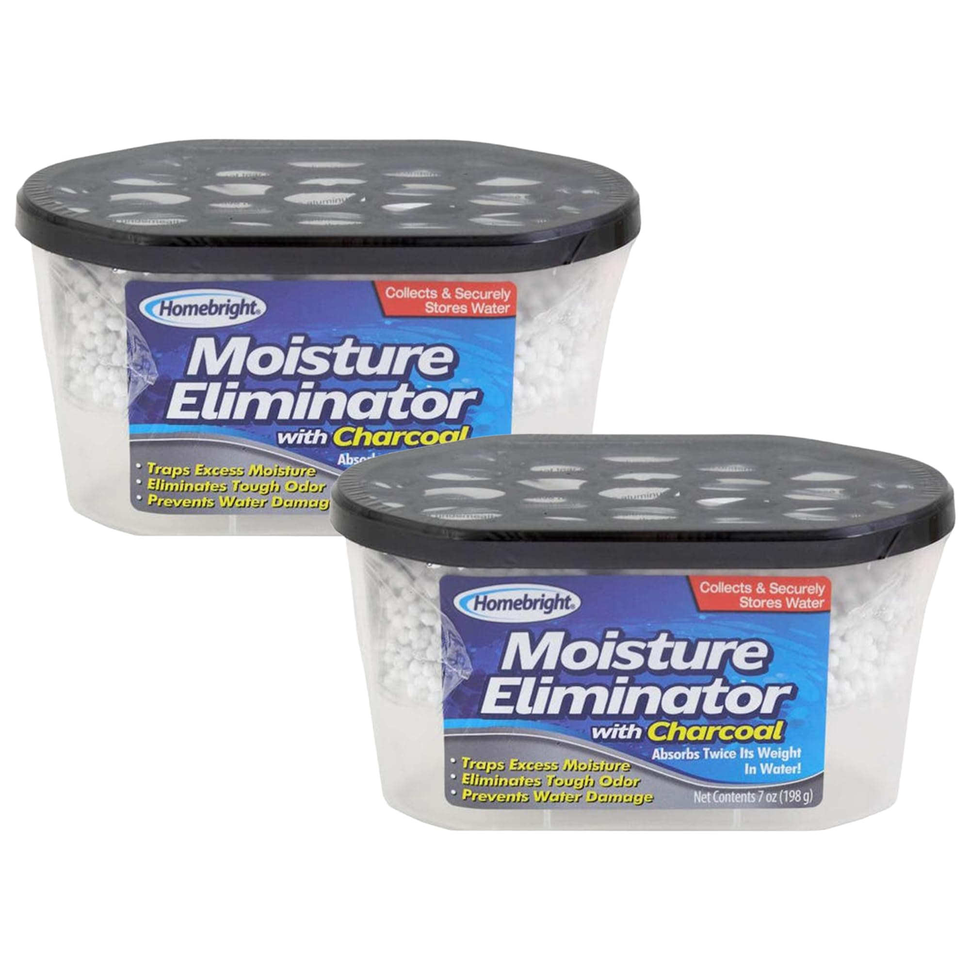 Homebright Moisture Eliminator with Charcoal, 7oz (Pack of 2) - Traps Excess Moisture