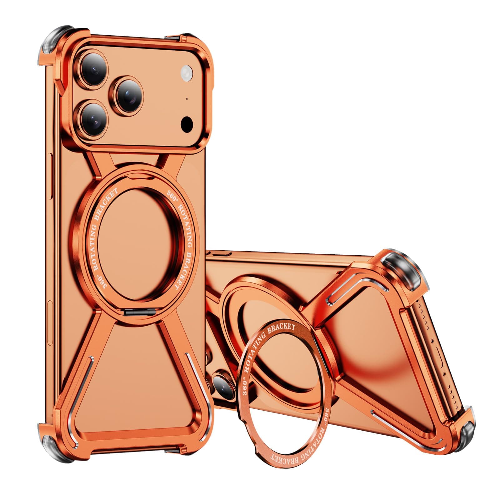 LEMAXELERS Metal Frameless Case for Apple iPhone 17 Pro. Orange HJ