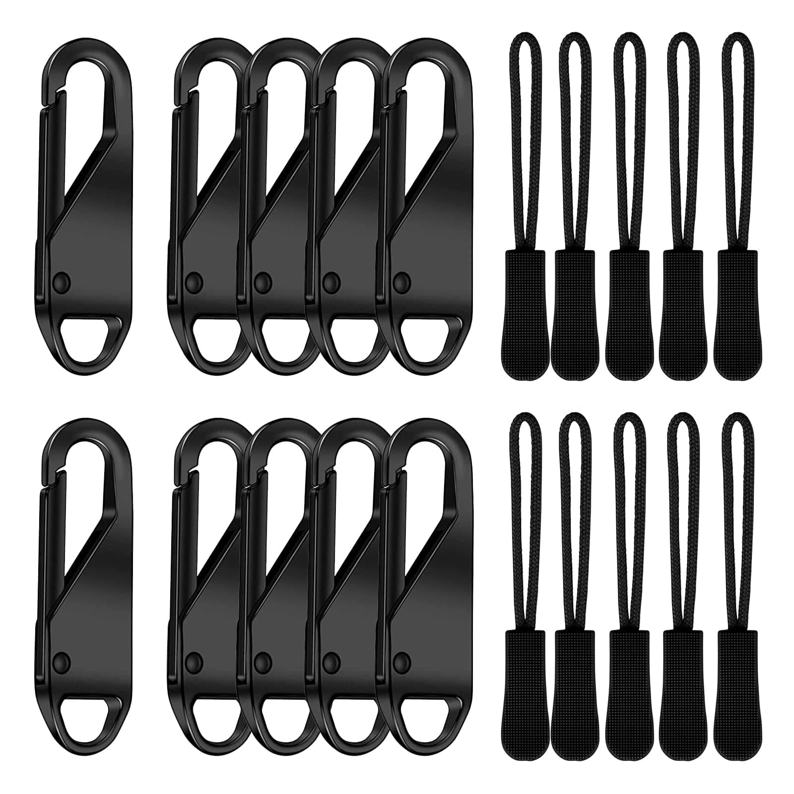 10 Pcs Metal Zipper Pulls and Tags - Replacement for Suitcases, Coat, Boots, Jacket, Backpacks, Clothes, Pants