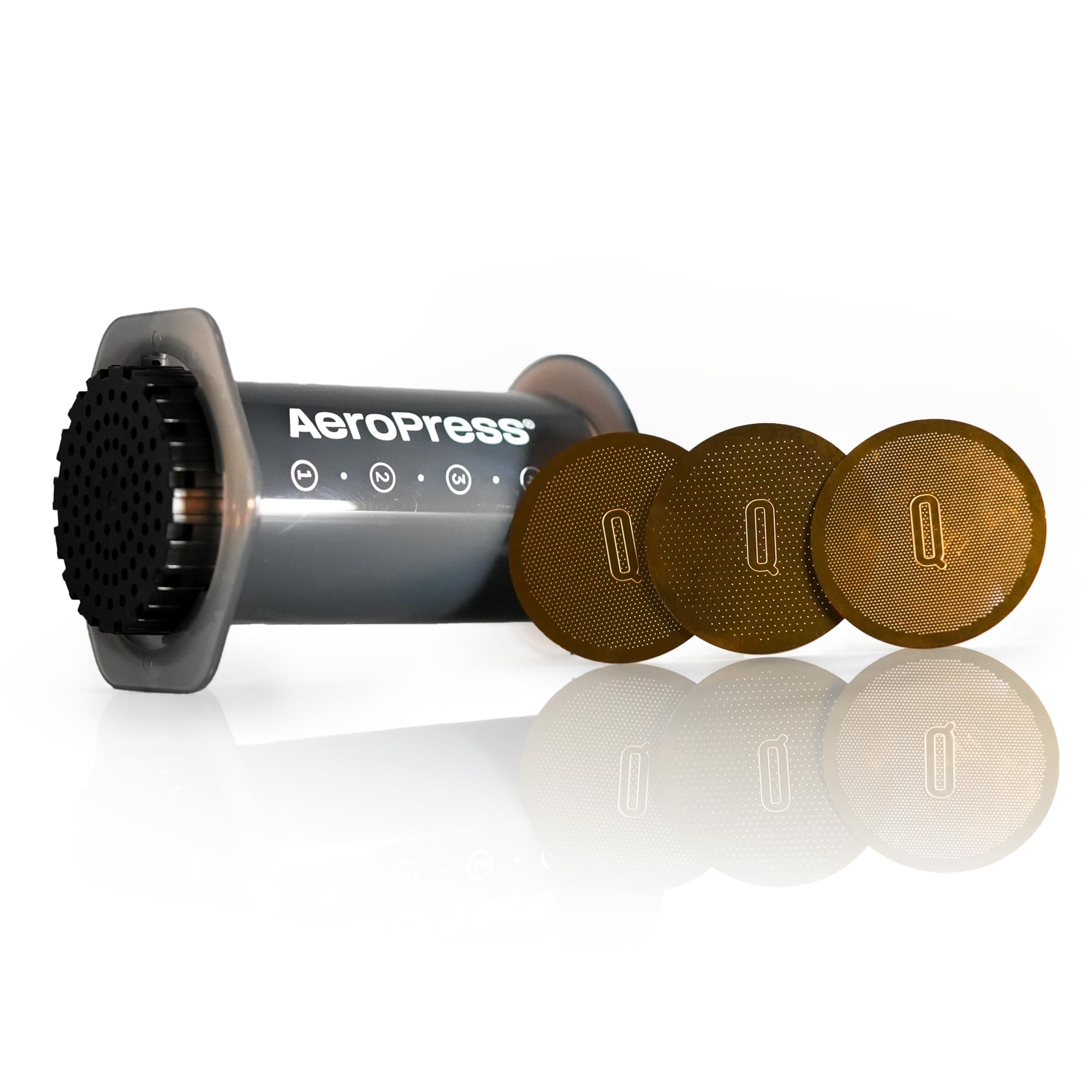 Quell Pack of 3 Gold Titanium Coated Resuble Filters for - Fine Tune Your Brew With Our Variable Flow Rate Filters - Dial in Rich, Full-Bodied Espresso-Style Coffee at Home