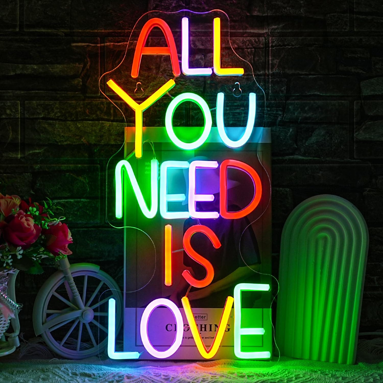 LULANMP All You Need Is Love Neon Sign for Wall Decor Valentine's Day Neon Sign Dimmable Welcome Neon Signs Love Neon Signs for Classroom Wedding Room Wall Art Decor (16.5''*8.2'')