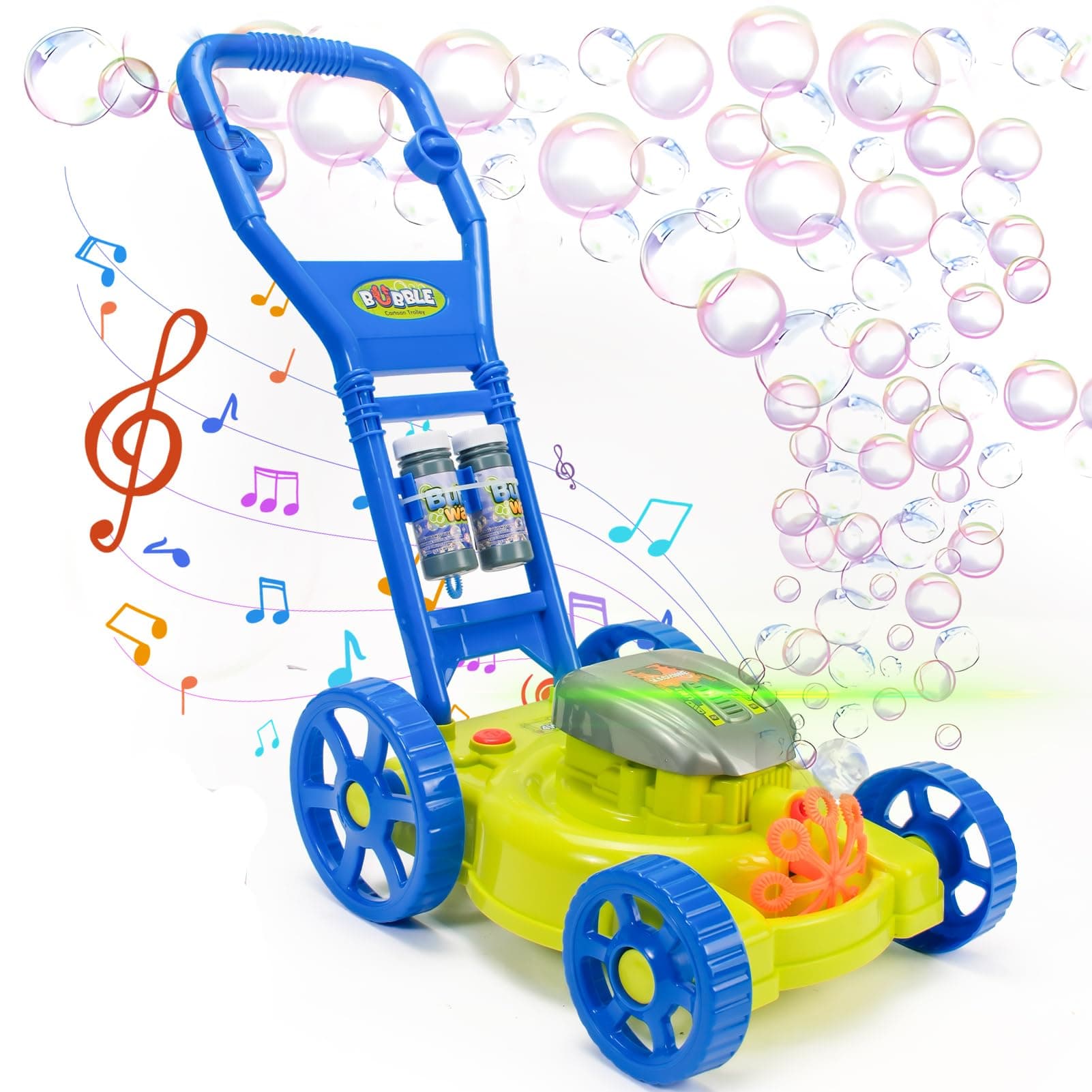 Automatic Bubble Lawn Mower Machine for Toddler Ages 1 2 3+ Years Old(Blue)