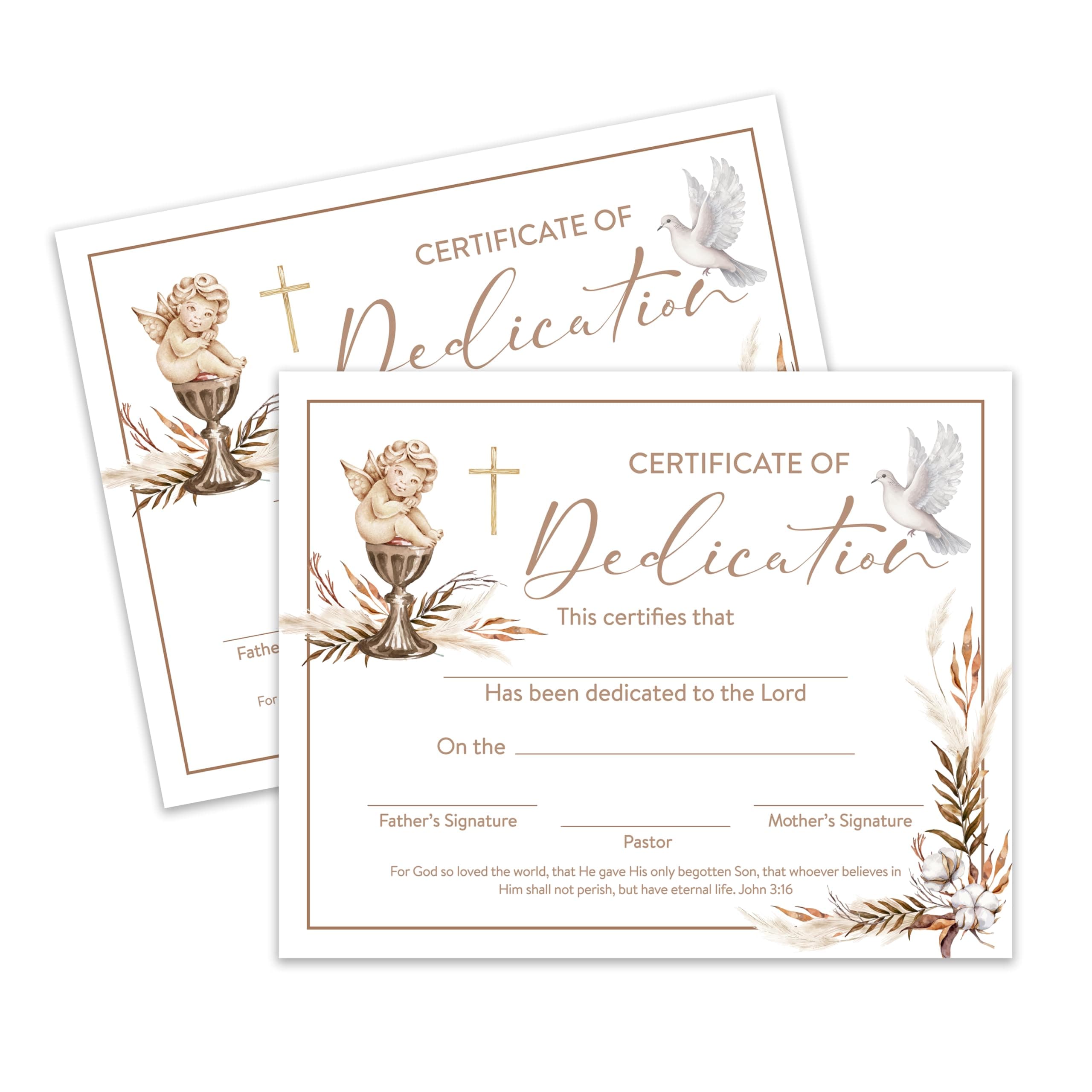 Baby Dedication Certificates, Boho Floral Baptism Certificates for Church, Baby Dedication Gifts for Girls Boys, Certificates of Baby Christening Recognition, Baptism Party Supplies Decorations -07