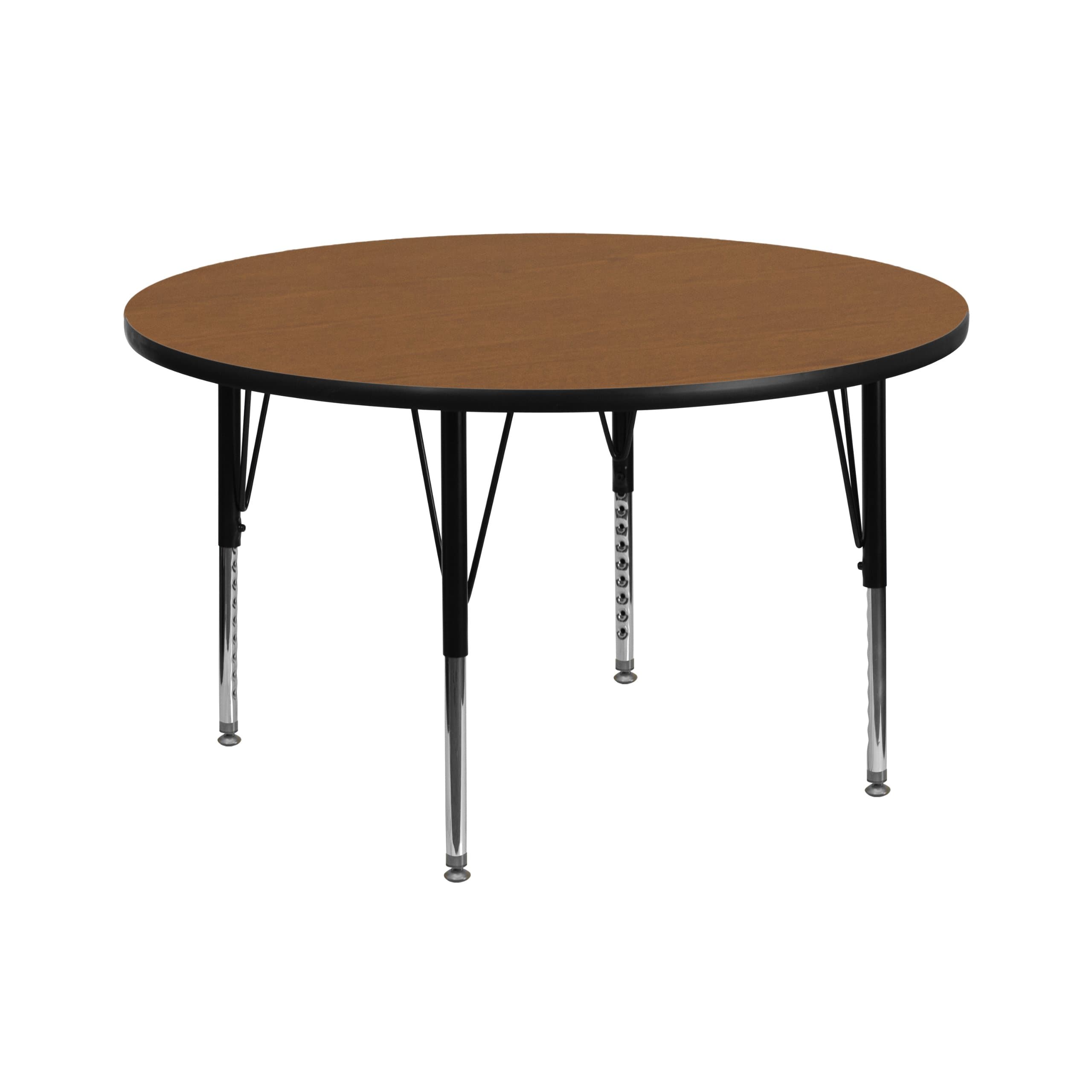 Flash Furniture 42'' Round Activity Table with Oak Thermal Fused Laminate Top and Height Adjustable Pre-School Legs