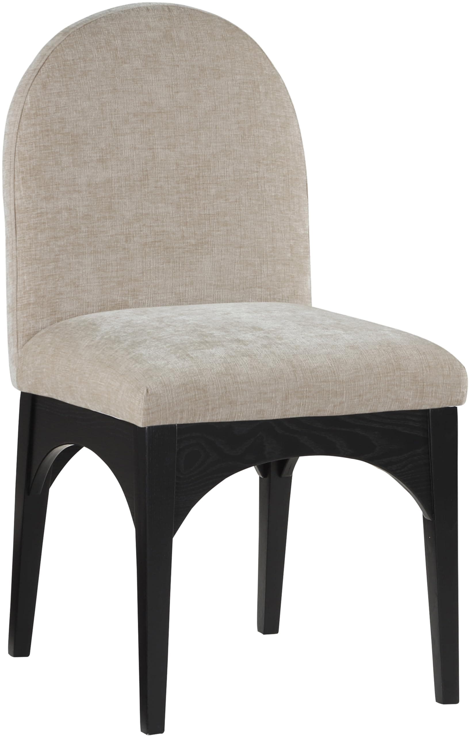 Meridian Furniture Waldorf Collection Art Deco Dining Chair with Fabric, Solid Wood, Finish, 18.5" W x 23" D x 35.5" H, Beige