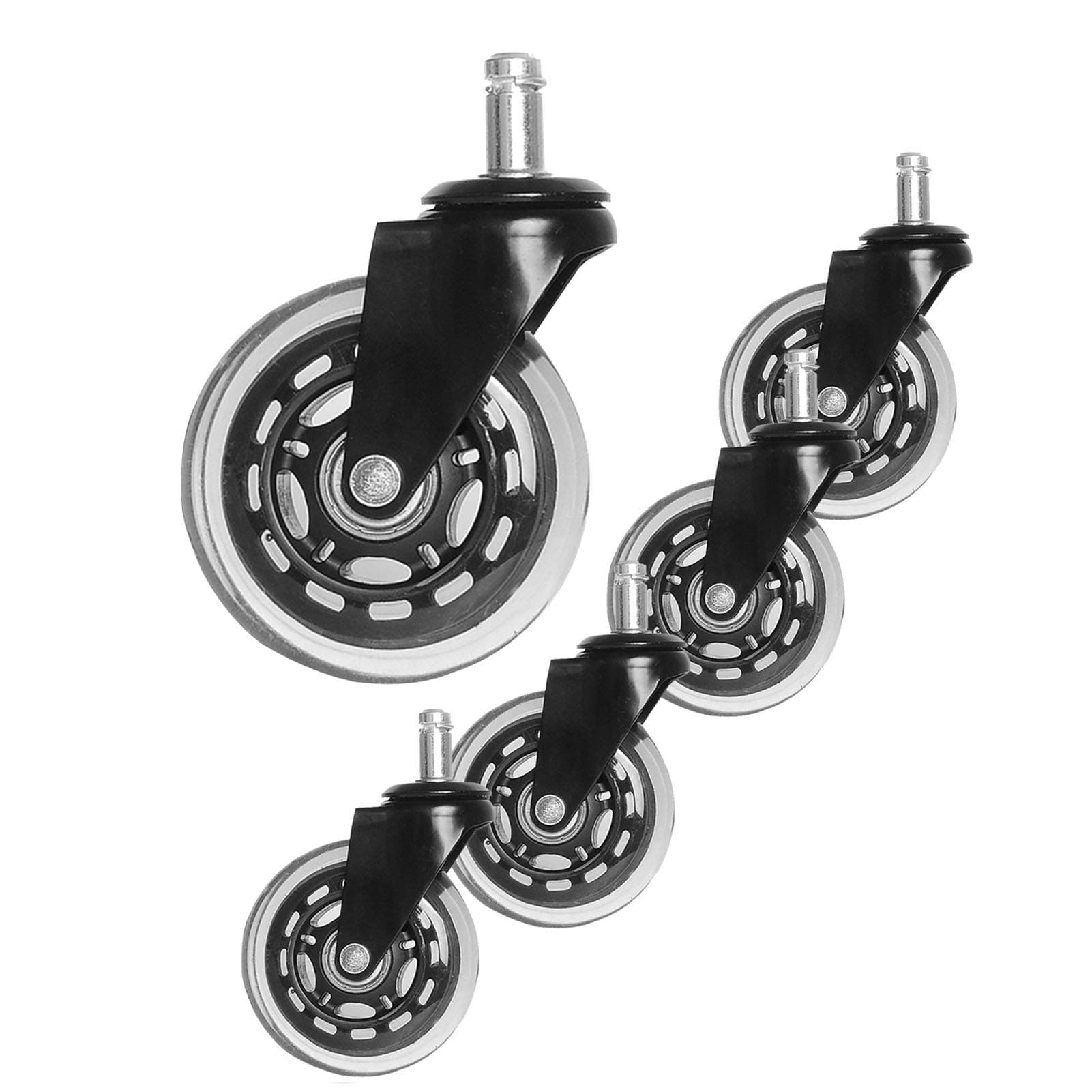 5 Pcs Heavy Duty Office Chair Casters Replacement Wheels Twin Castors Swivel Wheels 11mm x 22mm Office Chair Castors Desk Chair Wheel,for Office Chair, Swivel Chair, 2.5 Inch