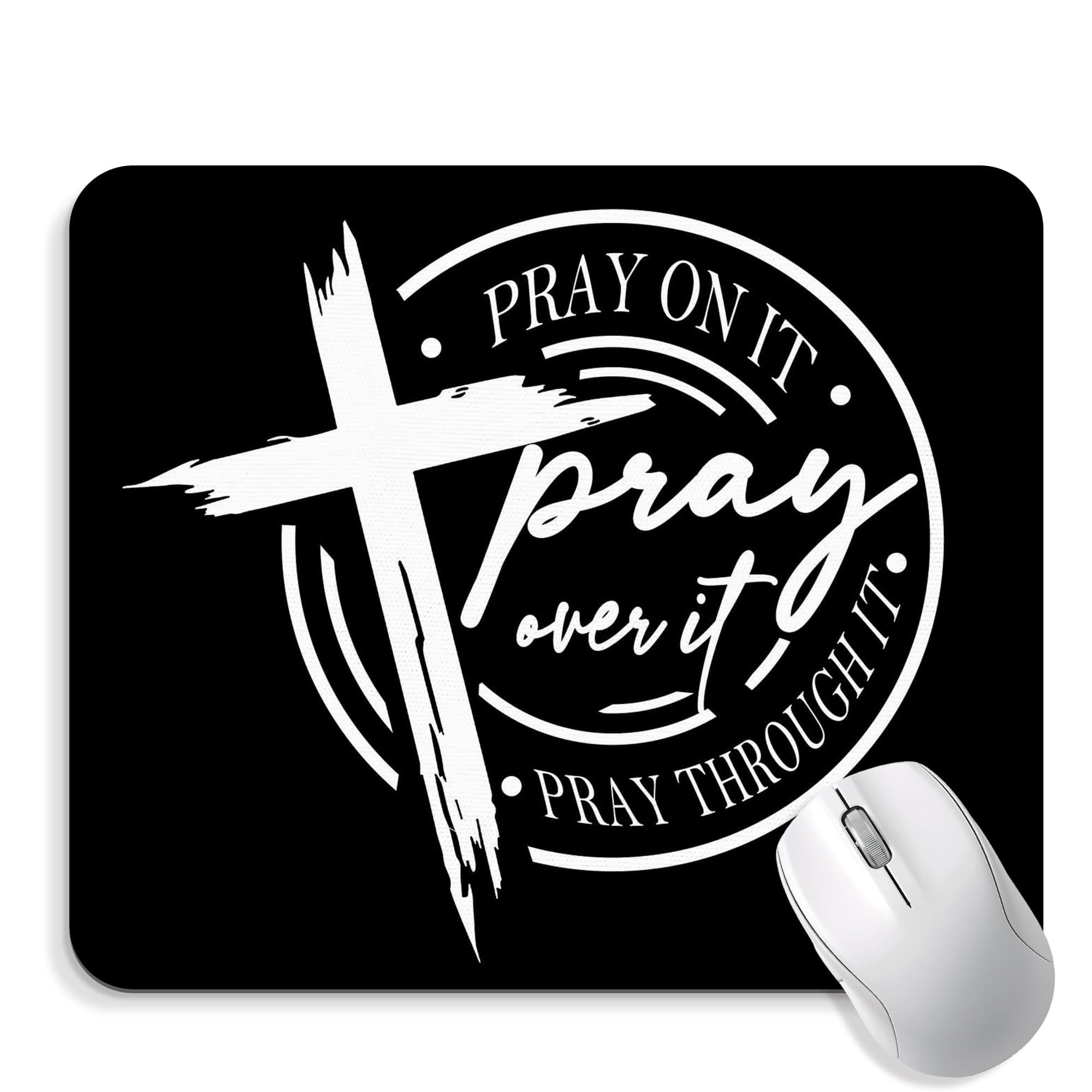 BAYOGITA Black Christian Mouse Pad - Prayer Office Desk Mousepad, Prayer Religious Office Decor, Christian Gifts for Women, Coworker Gifts, Gift for Employees, 9.5x8 Inches