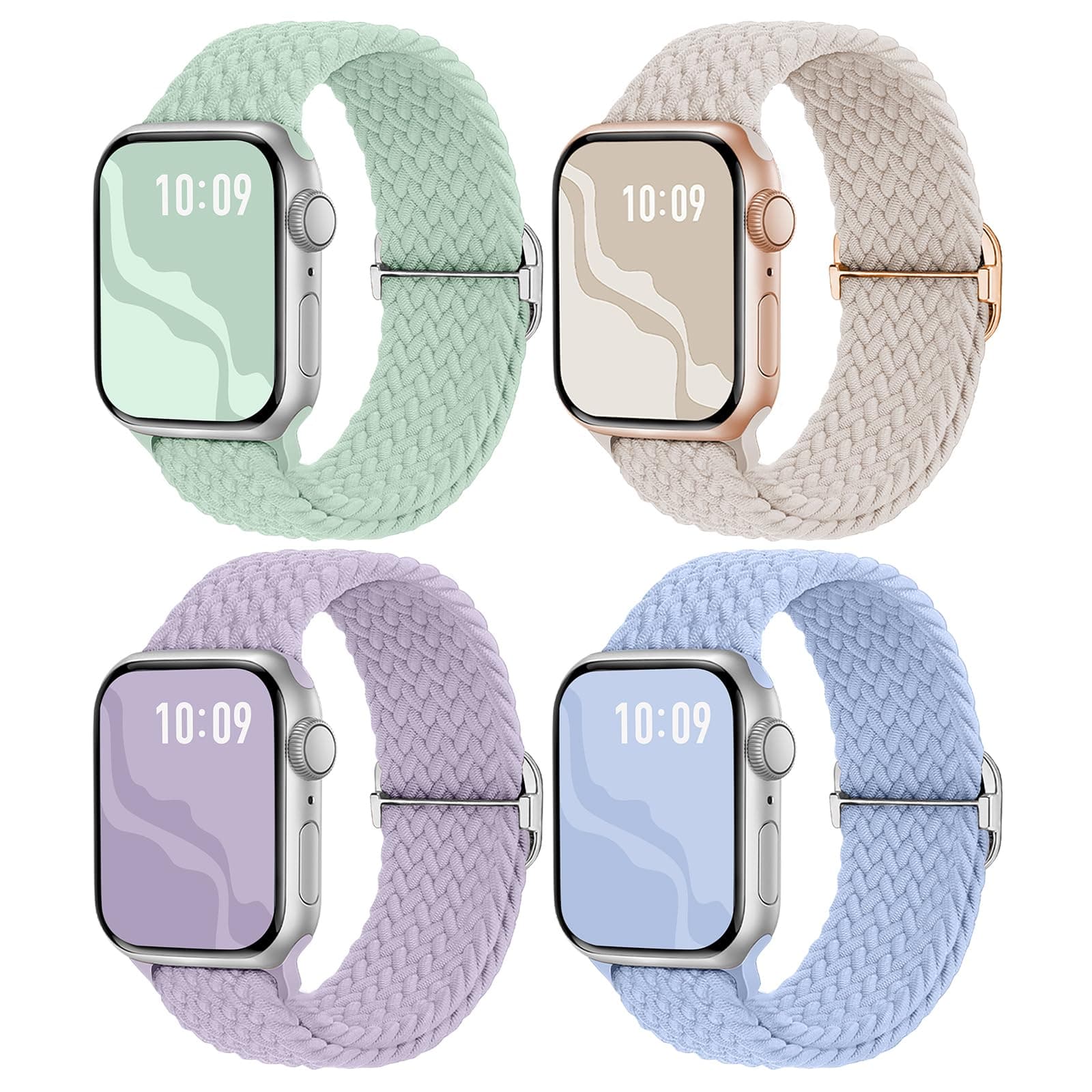 Suitisbest Braided Solo Loop 4-Pack for Apple Watch Strap Women Men