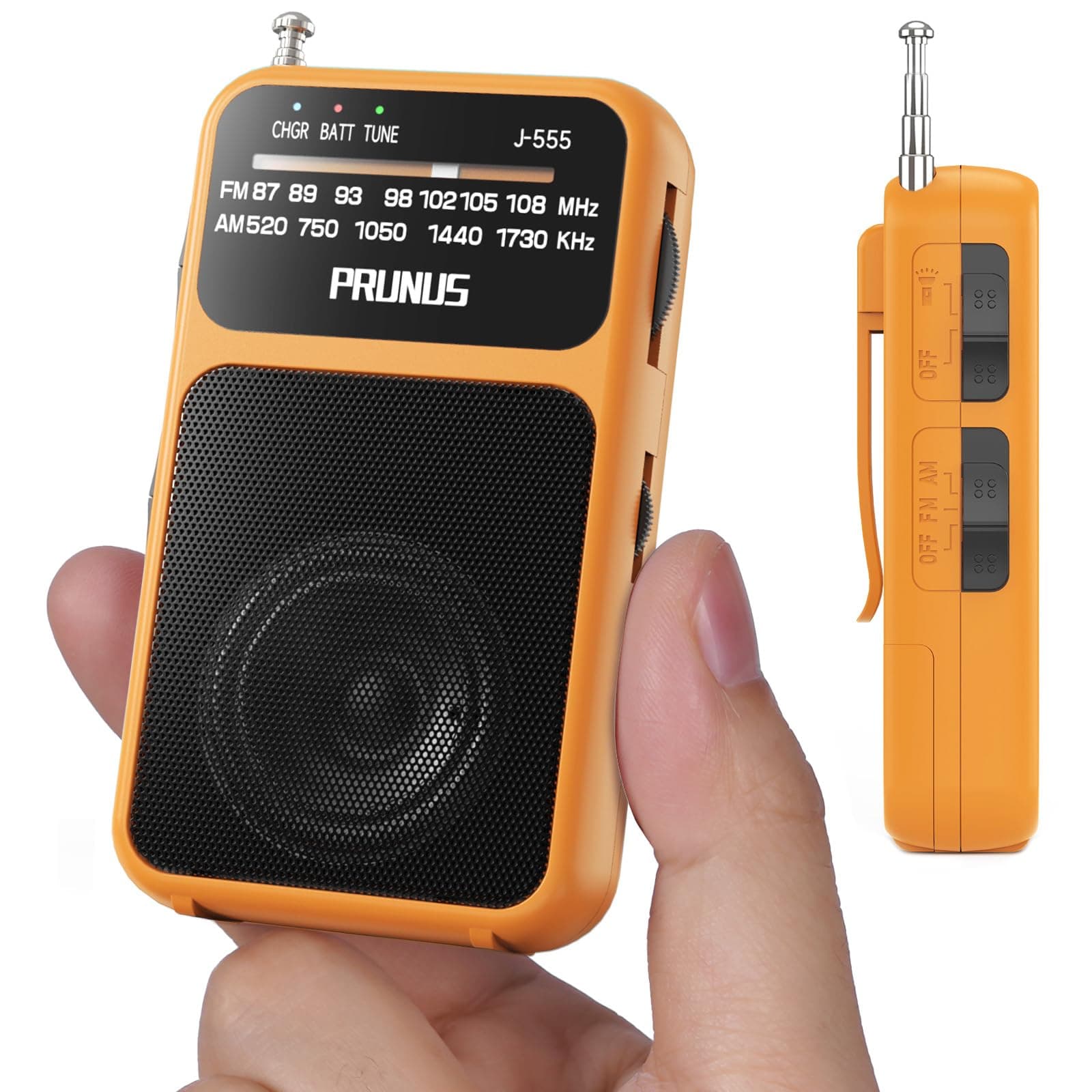 PRUNUS J-555 Pocket Radio AM FM USB-C Charging& Battery Operated