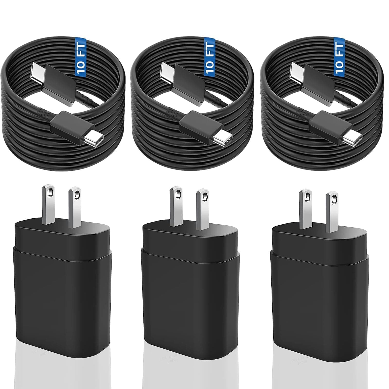 Samsung Super Fast Charger,USB C Charger Fast Charging Block,3Pack 25W Samsung USB C Wall Charger,10FT Quick USB C Cable for Samsung Galaxy S24 Ultra/S23 FE/S22/S21/S20/A54/A14/Z Fold 5/4/Z Flip 5/4