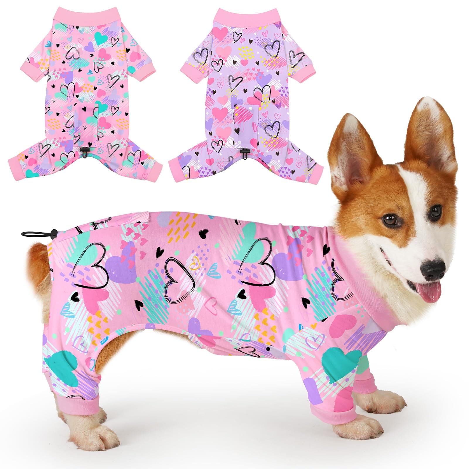 Glittme 2PACK Dog Pajamas Soft Dogs Clothes for Small Medium Dogs Elastic Cats Apparel Breathable Dog Pjs for Puppy